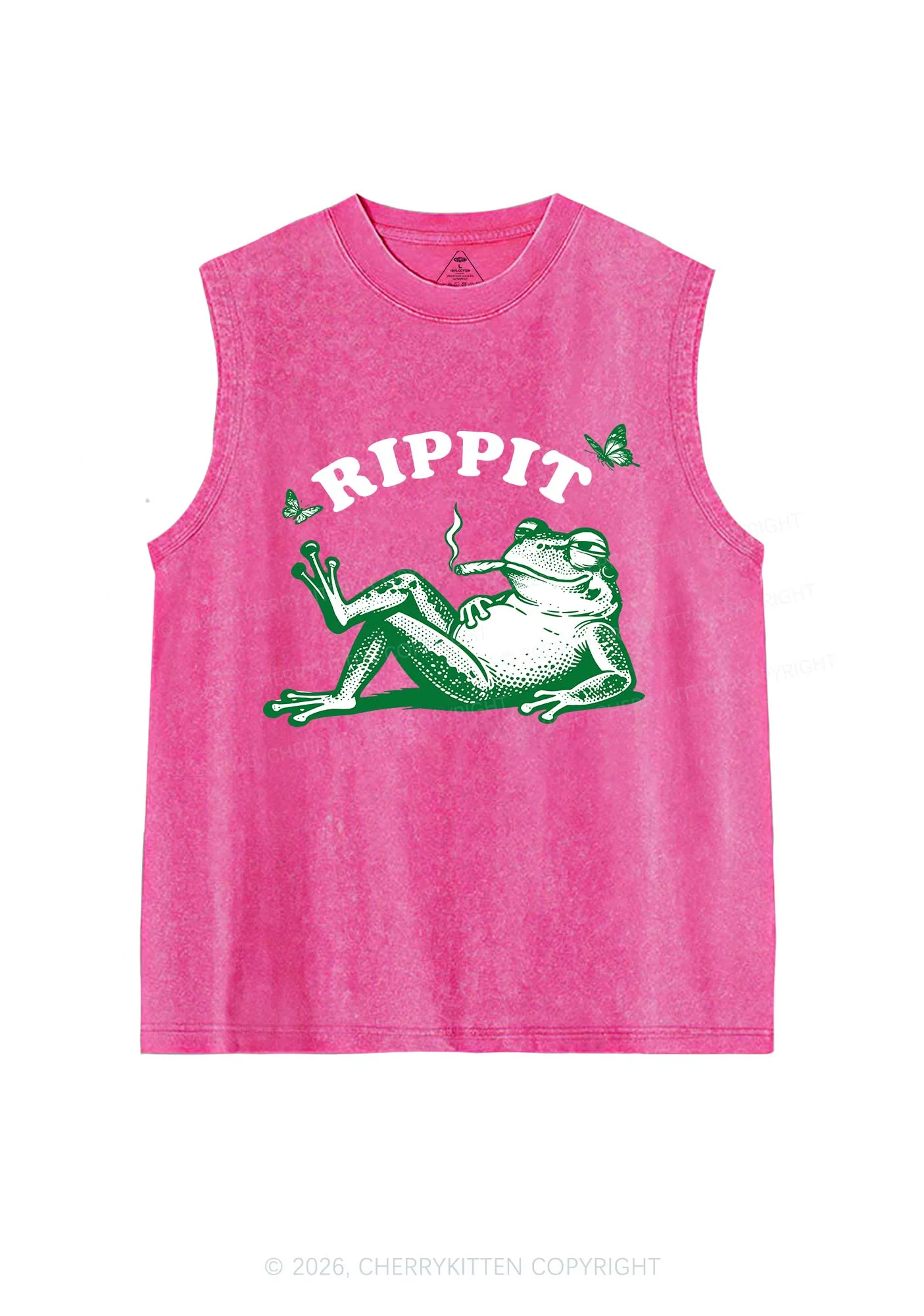 Rippit Frog Y2K Washed Muscle Tank Cherrykitten - Image 5