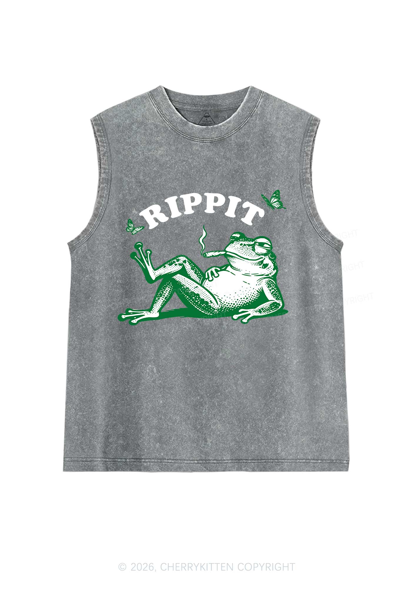 Rippit Frog Y2K Washed Muscle Tank Cherrykitten - Image 6