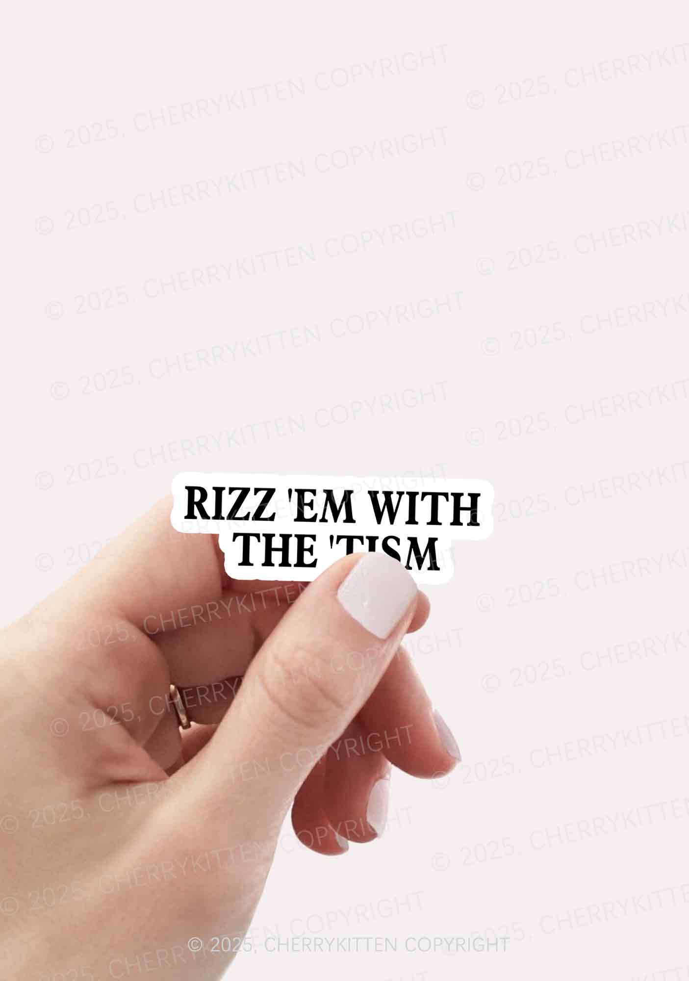 Rizz With Tism 1Pc Y2K Sticker Cherrykitten - Image 2