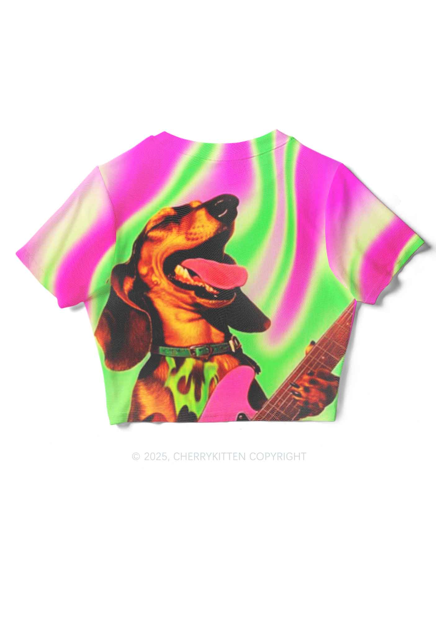 Rocking Puppy Y2K Mesh Crop Top Cherrykitten - Image 3