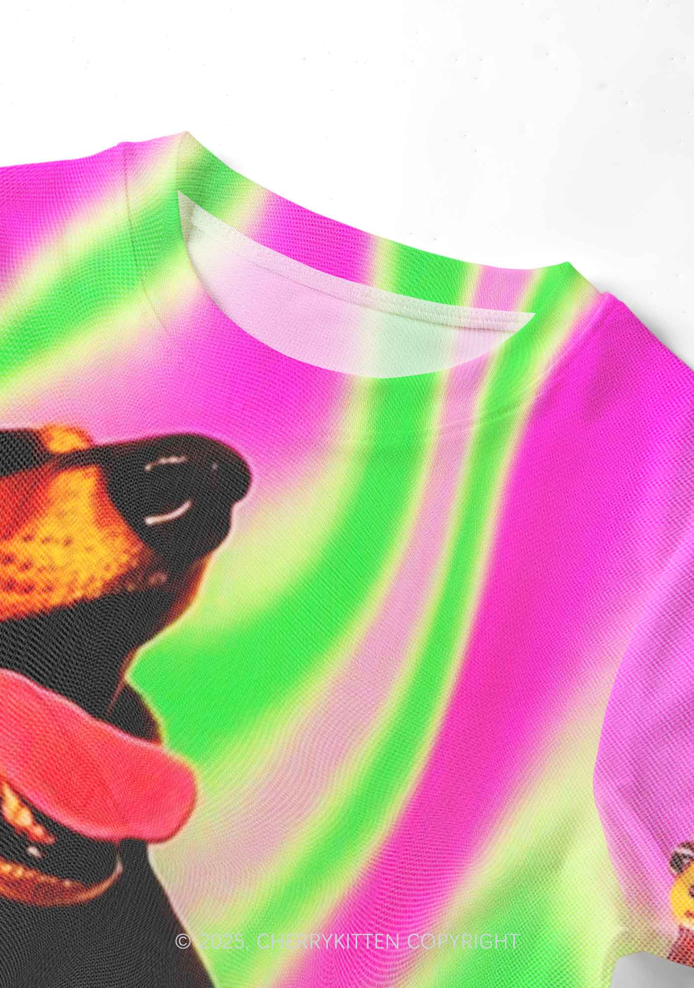 Rocking Puppy Y2K Mesh Crop Top Cherrykitten - Image 4