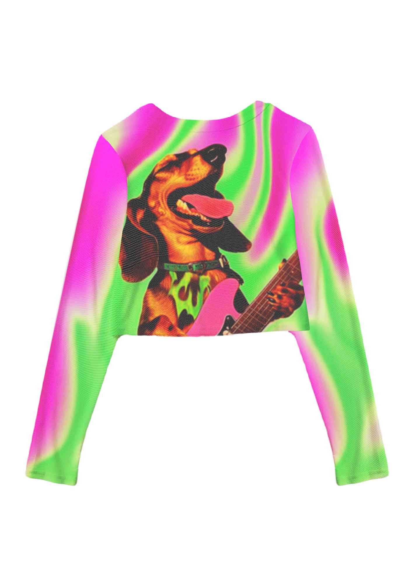 Rocking Puppy Y2K Mesh Long Sleeve Crop Top Cherrykitten - Image 3