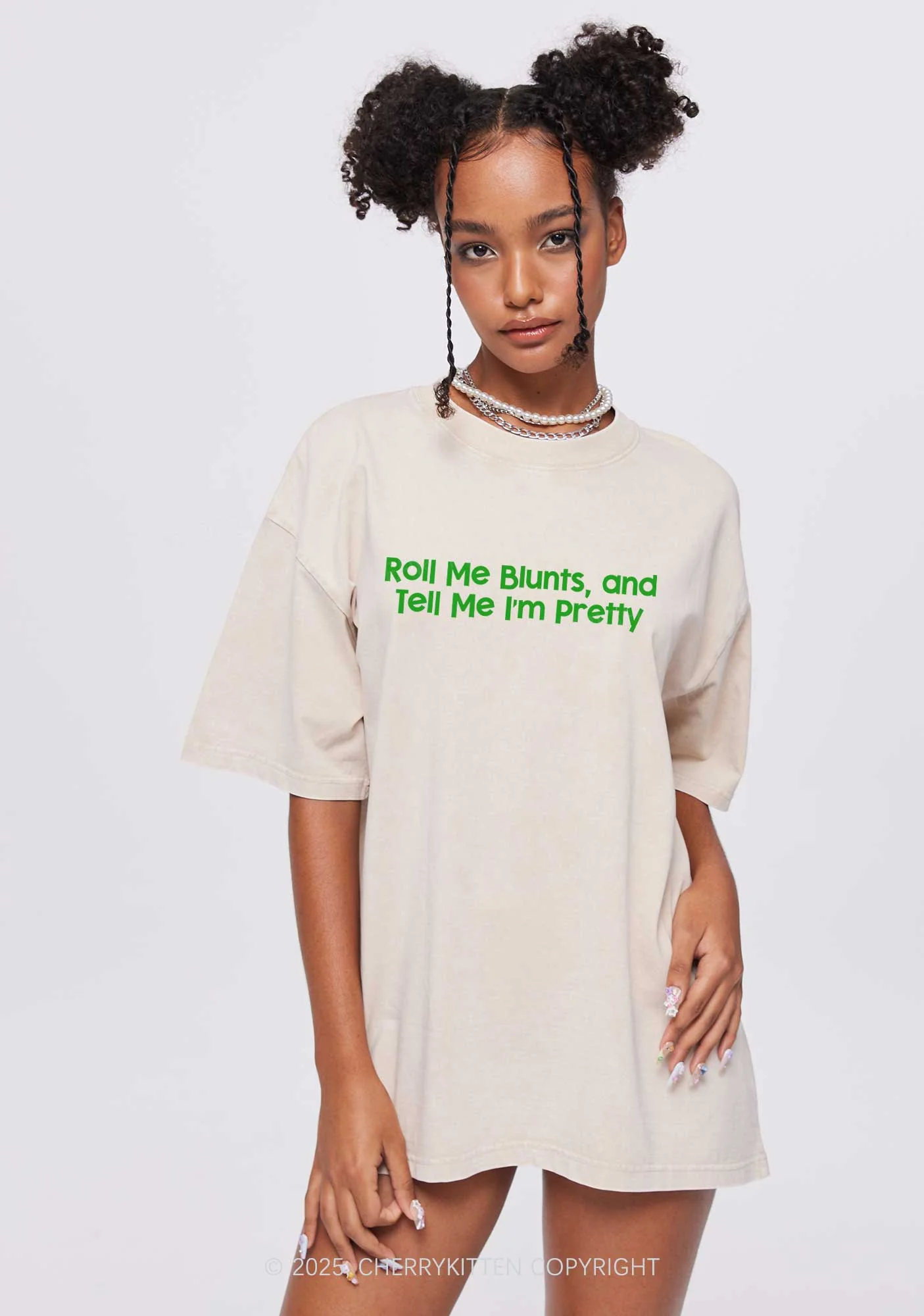 Roll Me Blunts Y2K Washed Tee Cherrykitten - Image 2