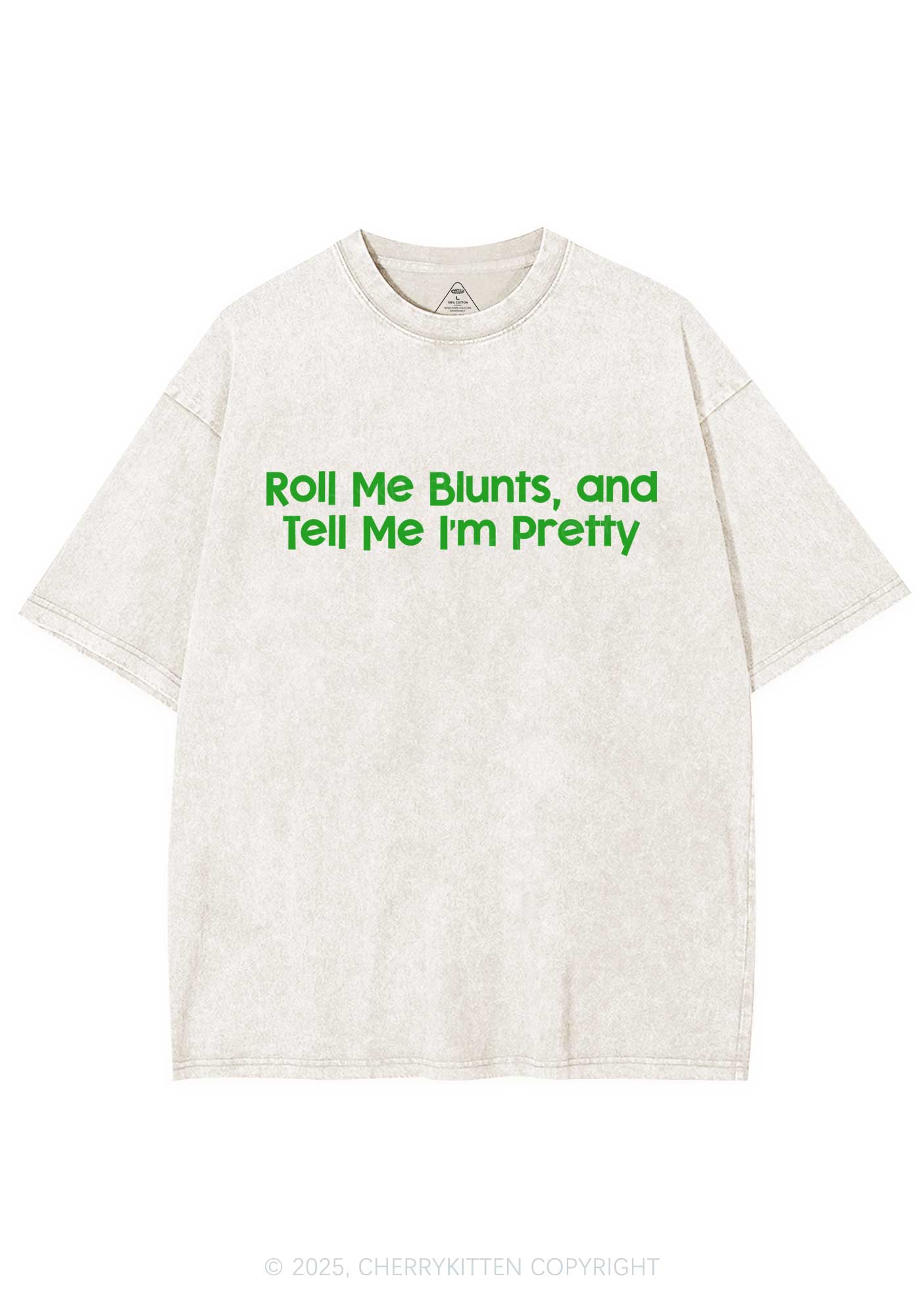 Roll Me Blunts Y2K Washed Tee Cherrykitten - Image 3