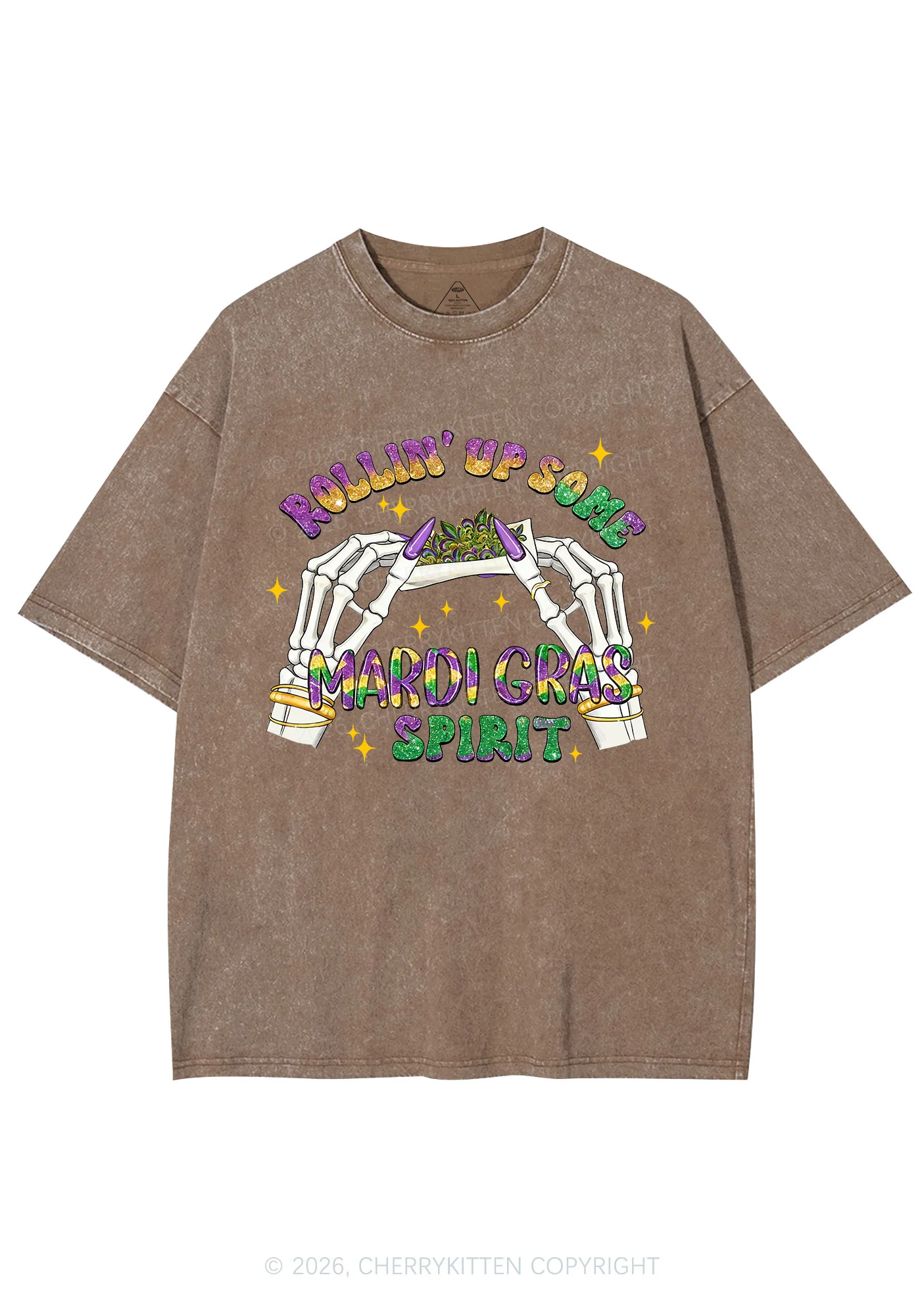 Rollin Up Mardi Gras Spirit Y2K Shirts Washed Tee Cherrykitten - Image 8