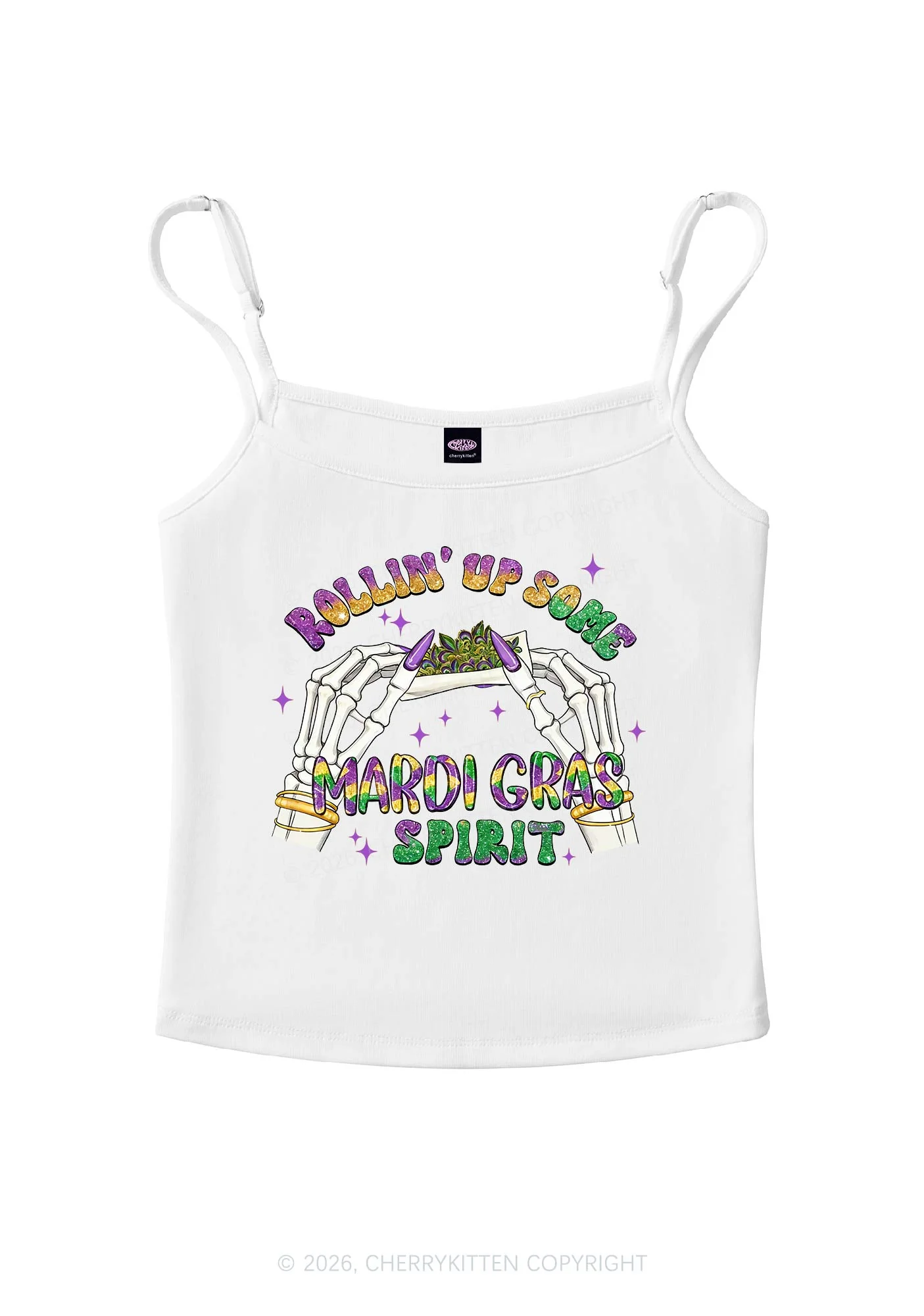 Rollin Up Mardi Gras Spirit Y2K Spaghetti Strap Cami Cherrykitten - Image 5