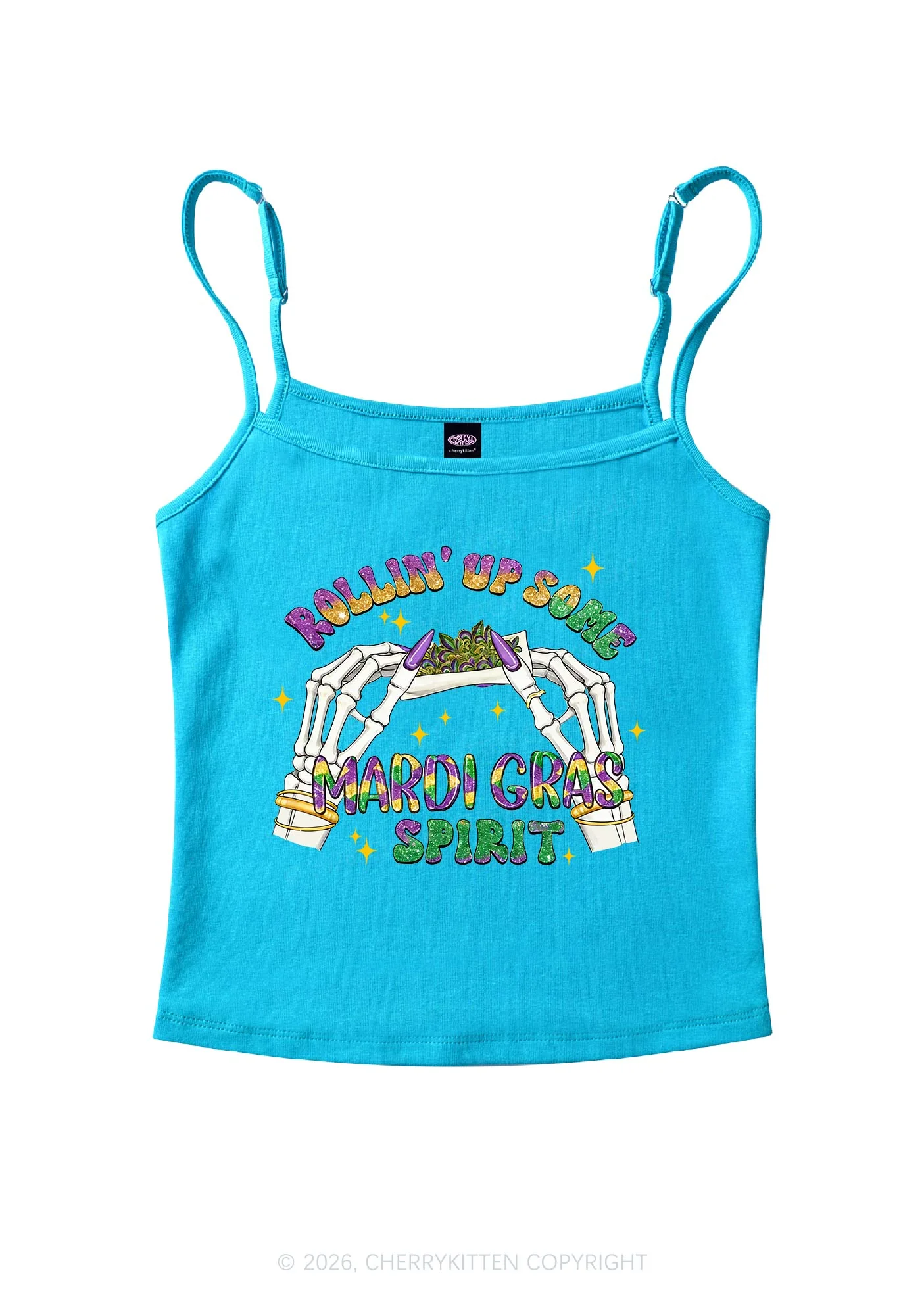 Rollin Up Mardi Gras Spirit Y2K Spaghetti Strap Cami Cherrykitten - Image 6