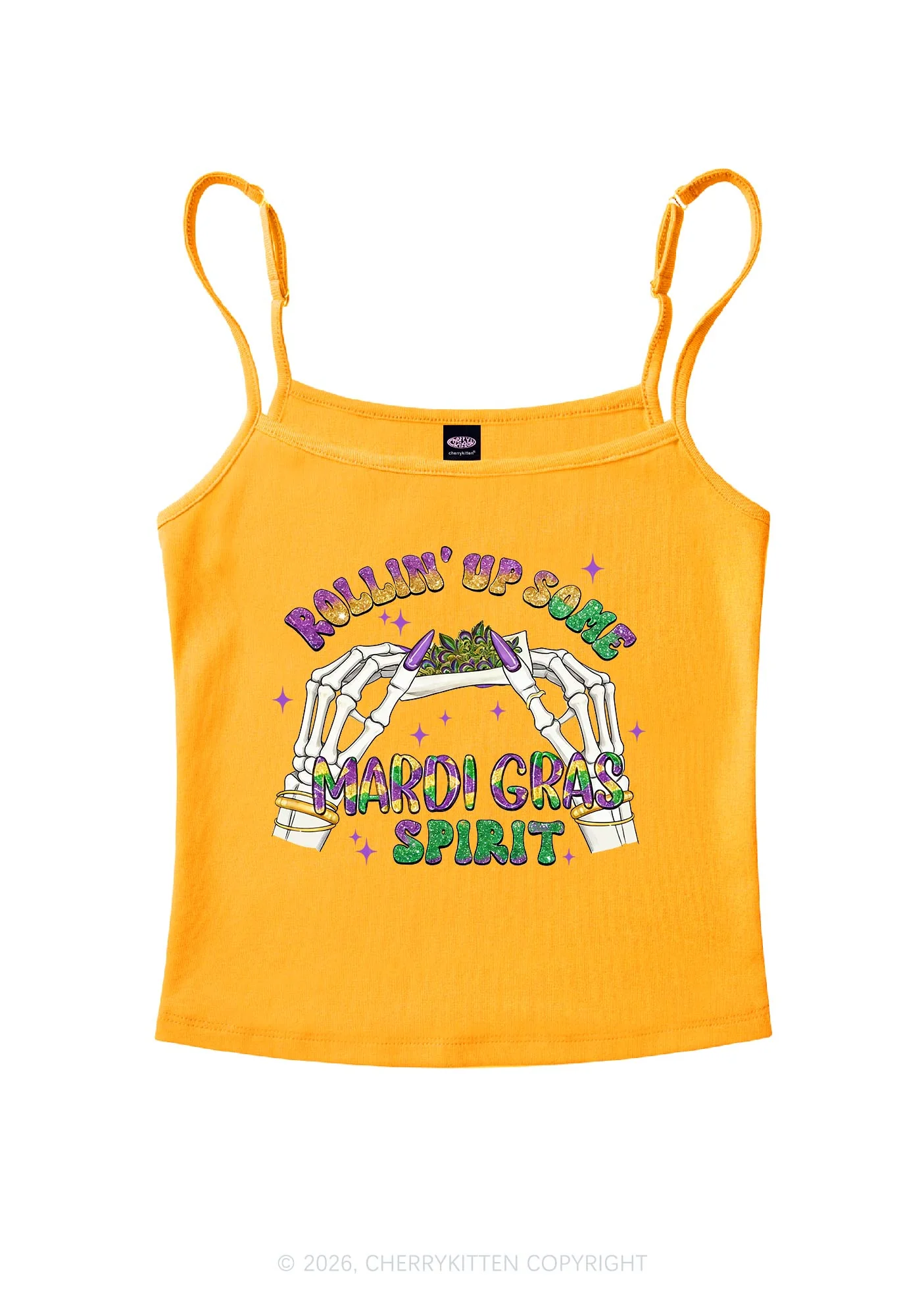Rollin Up Mardi Gras Spirit Y2K Spaghetti Strap Cami Cherrykitten - Image 7