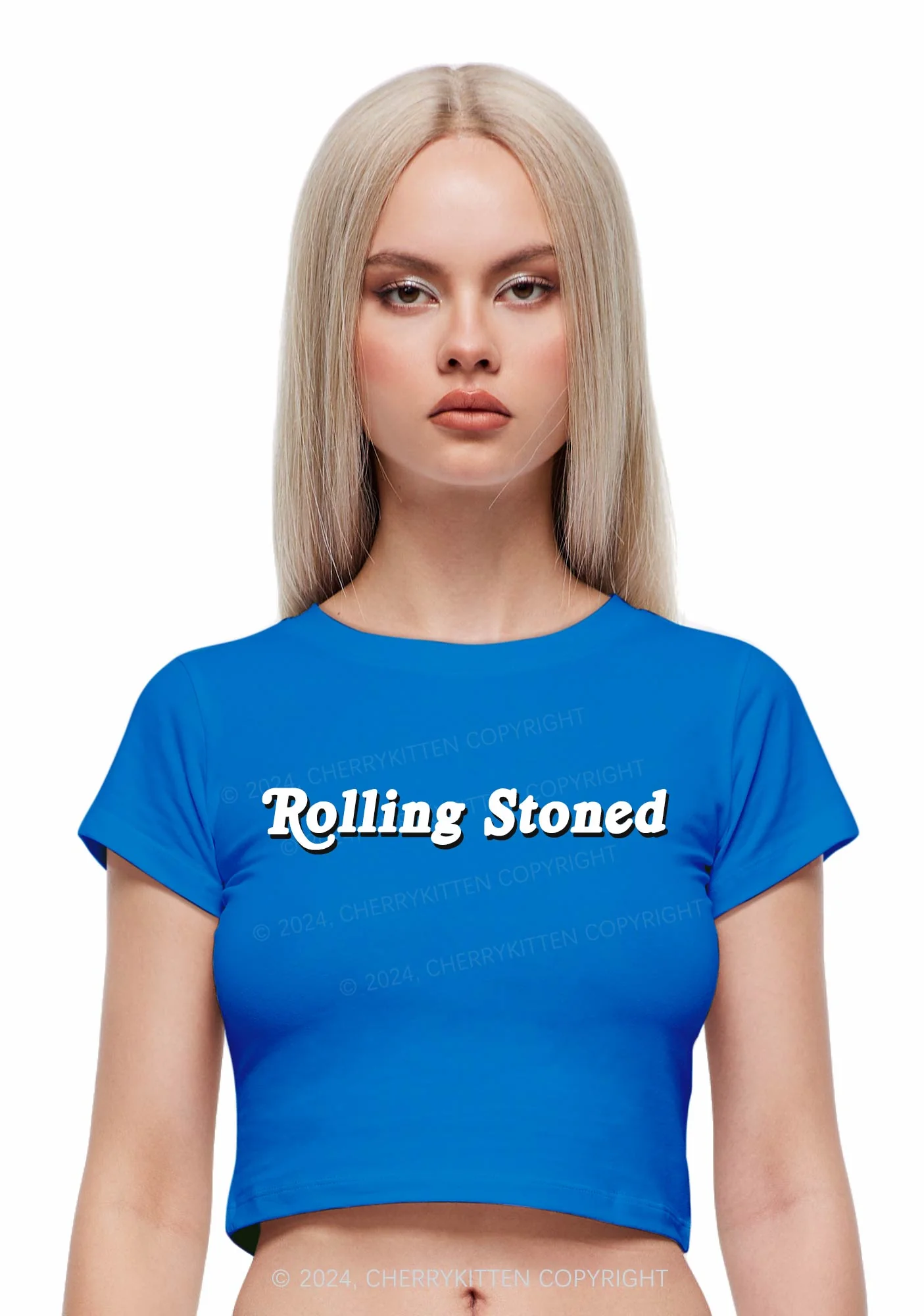 Rolling Stoned Y2K Baby Tee Cherrykitten - Image 2
