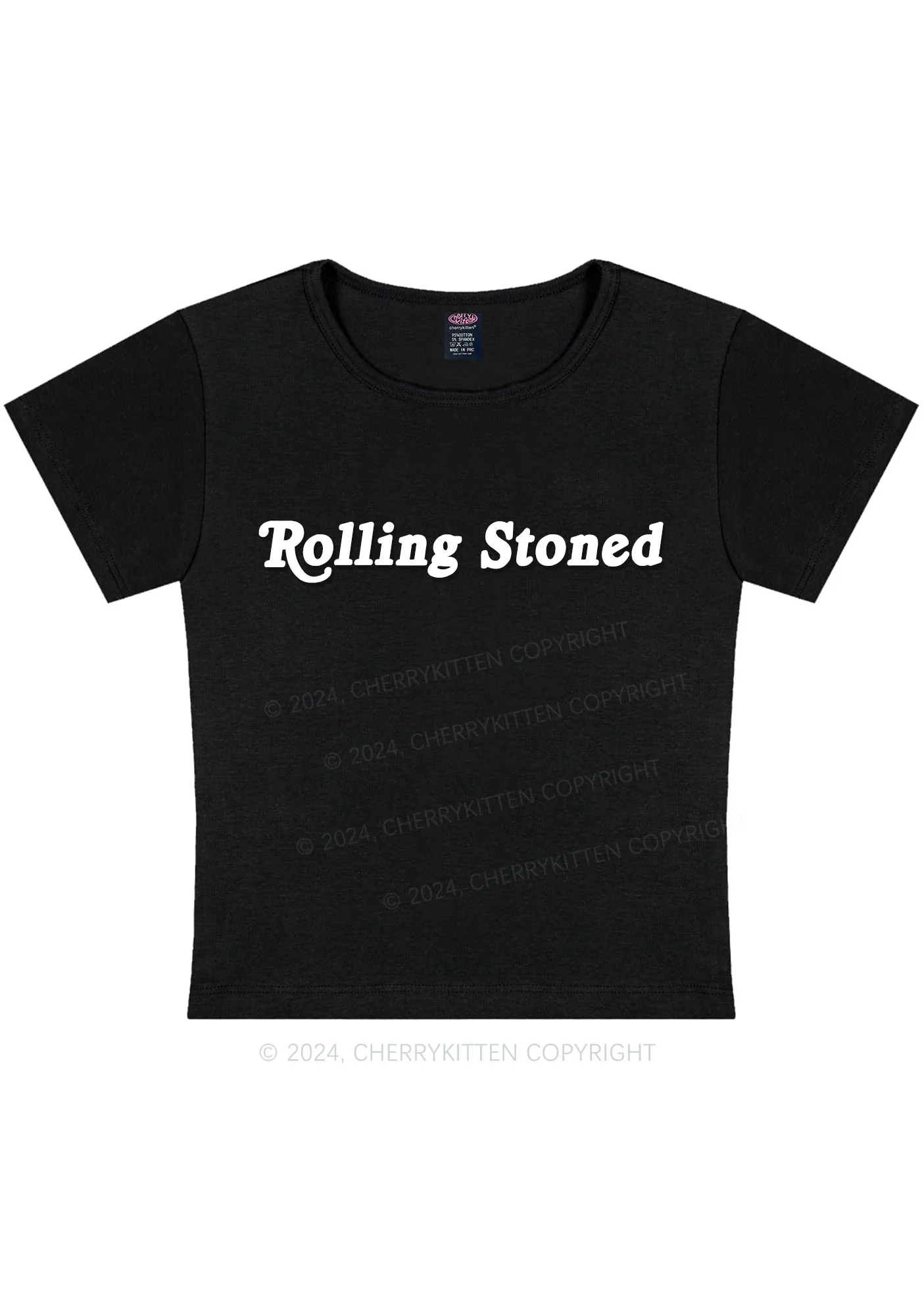 Rolling Stoned Y2K Baby Tee Cherrykitten - Image 3