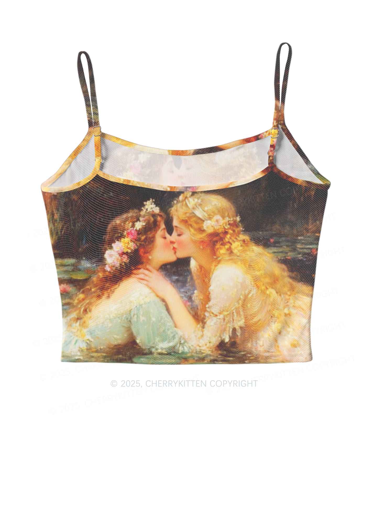 Romantic Kissing Girls Pride Y2K Mesh Cami Tank Cherrykitten - Image 3