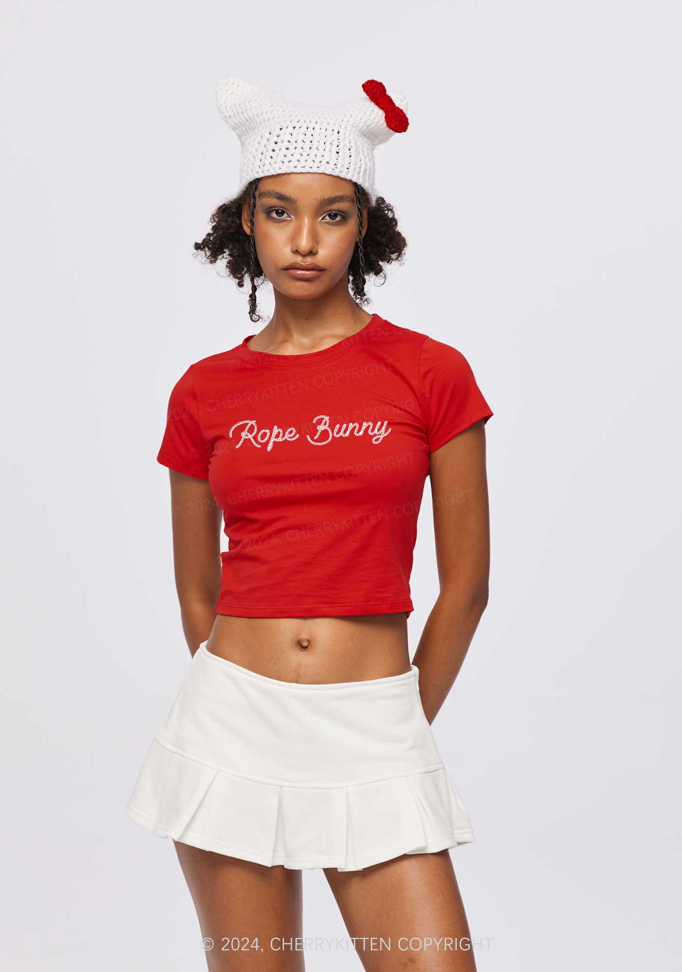 Rope Bunny Y2K Baby Tee Cherrykitten - Image 3