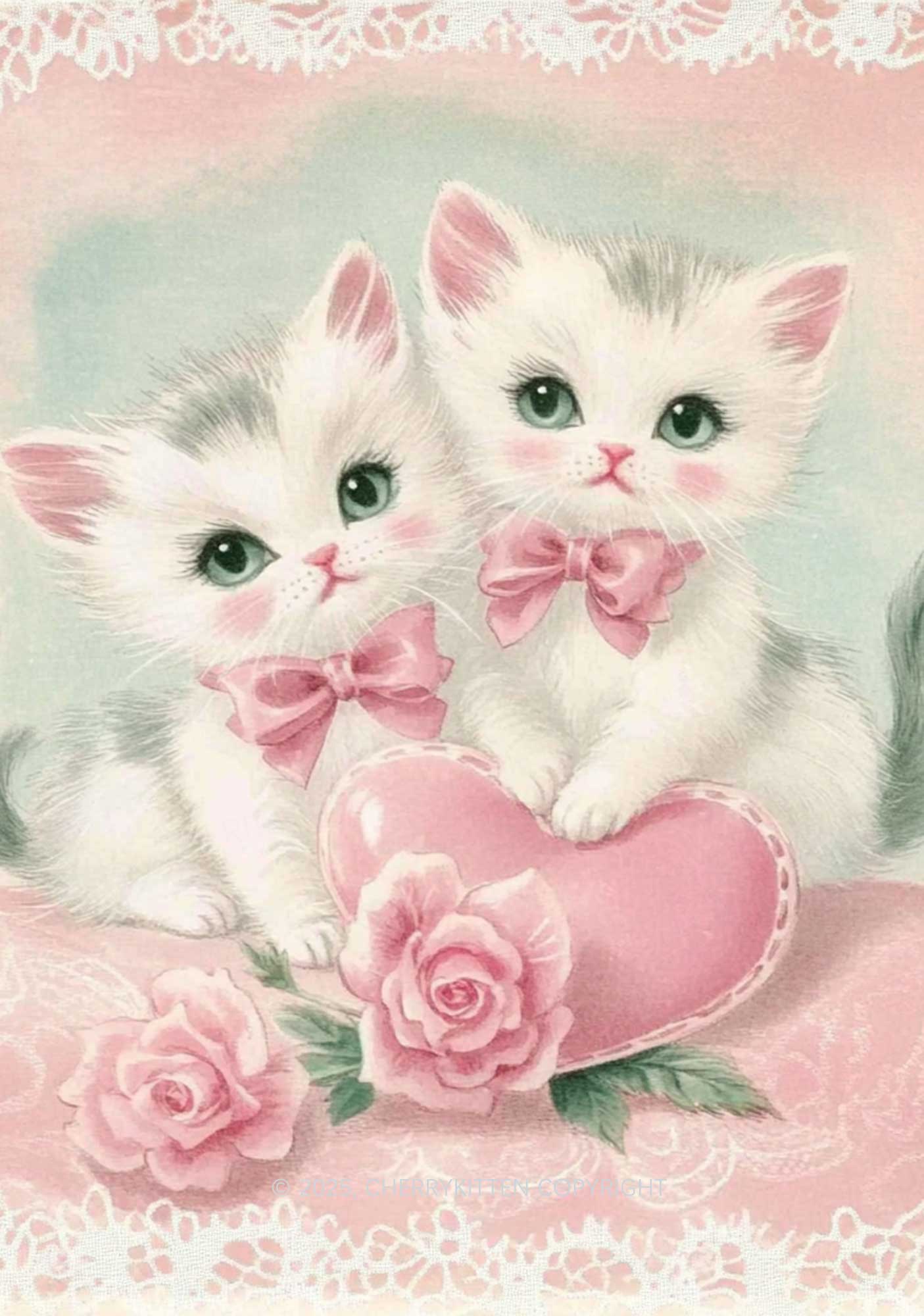 Rose Kitties Y2K Print Mini Skirt Cherrykitten - Image 2