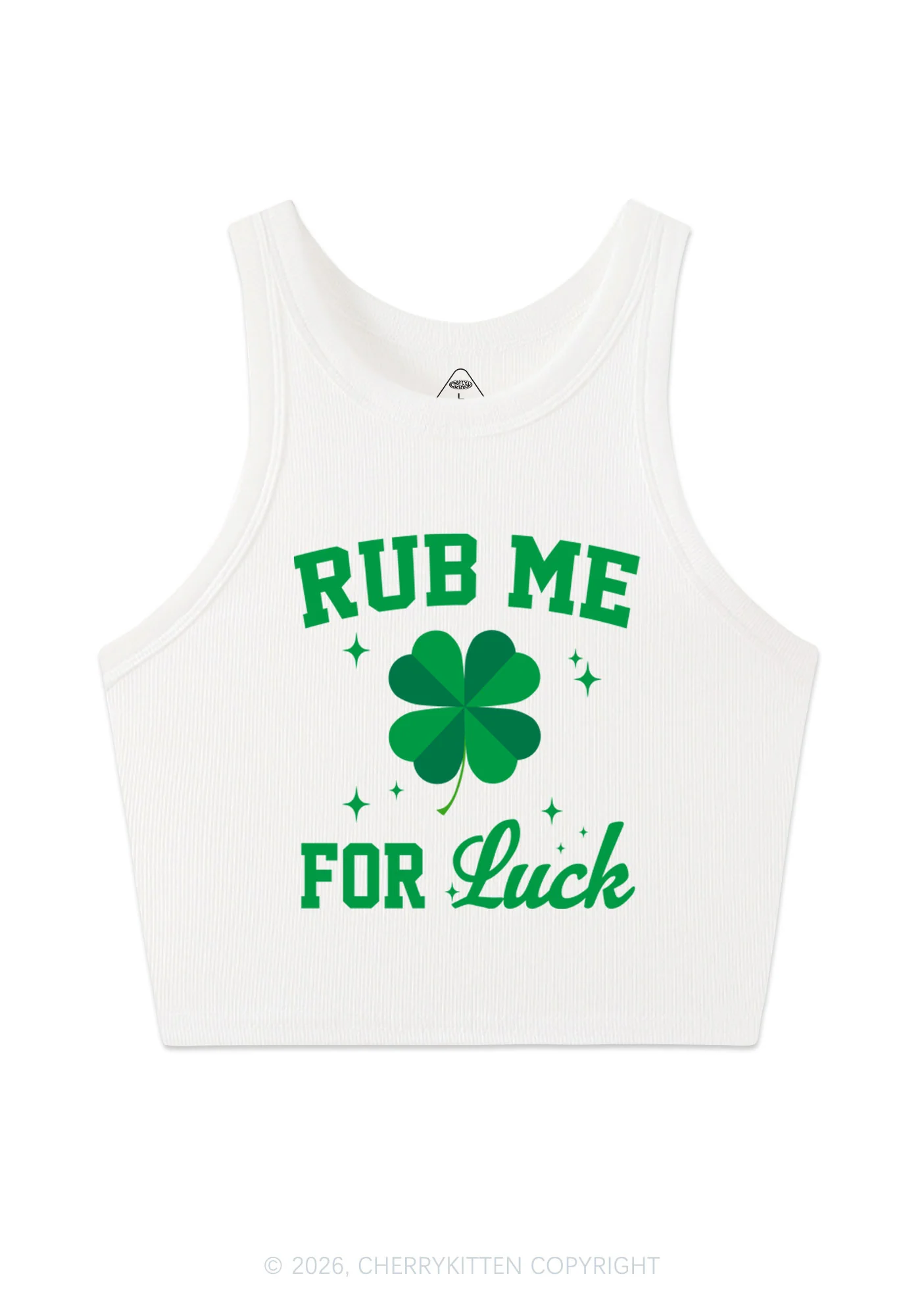 Rub Me For Luck St Patricks Y2K Crop Tank Top Cherrykitten - Image 3