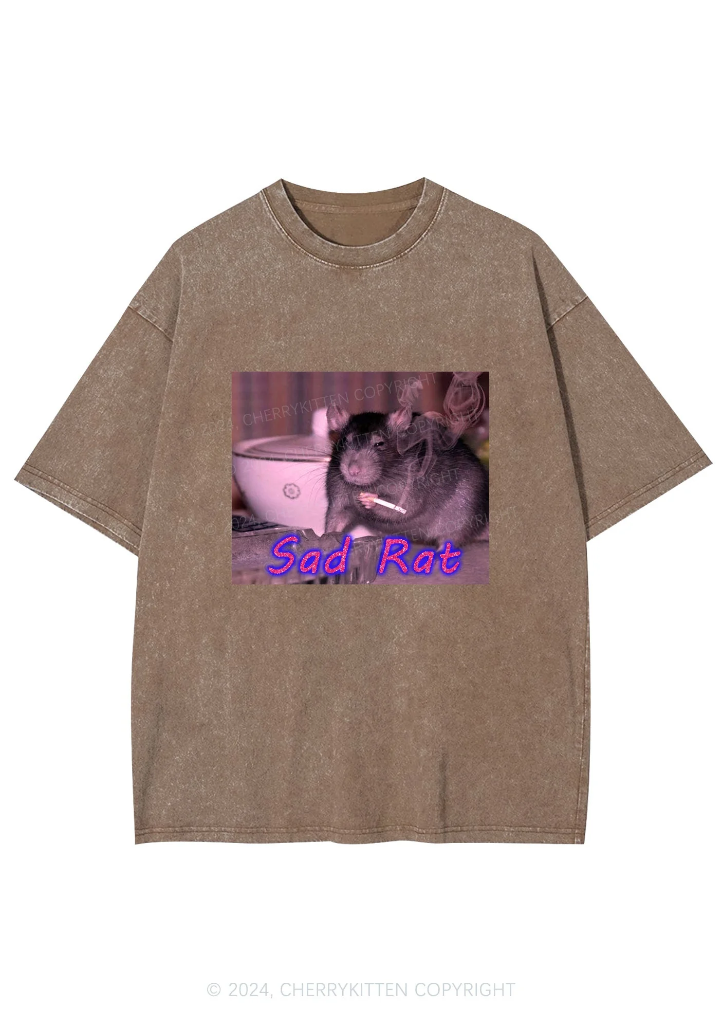 Sad Rat Y2K Washed Tee Cherrykitten - Image 3