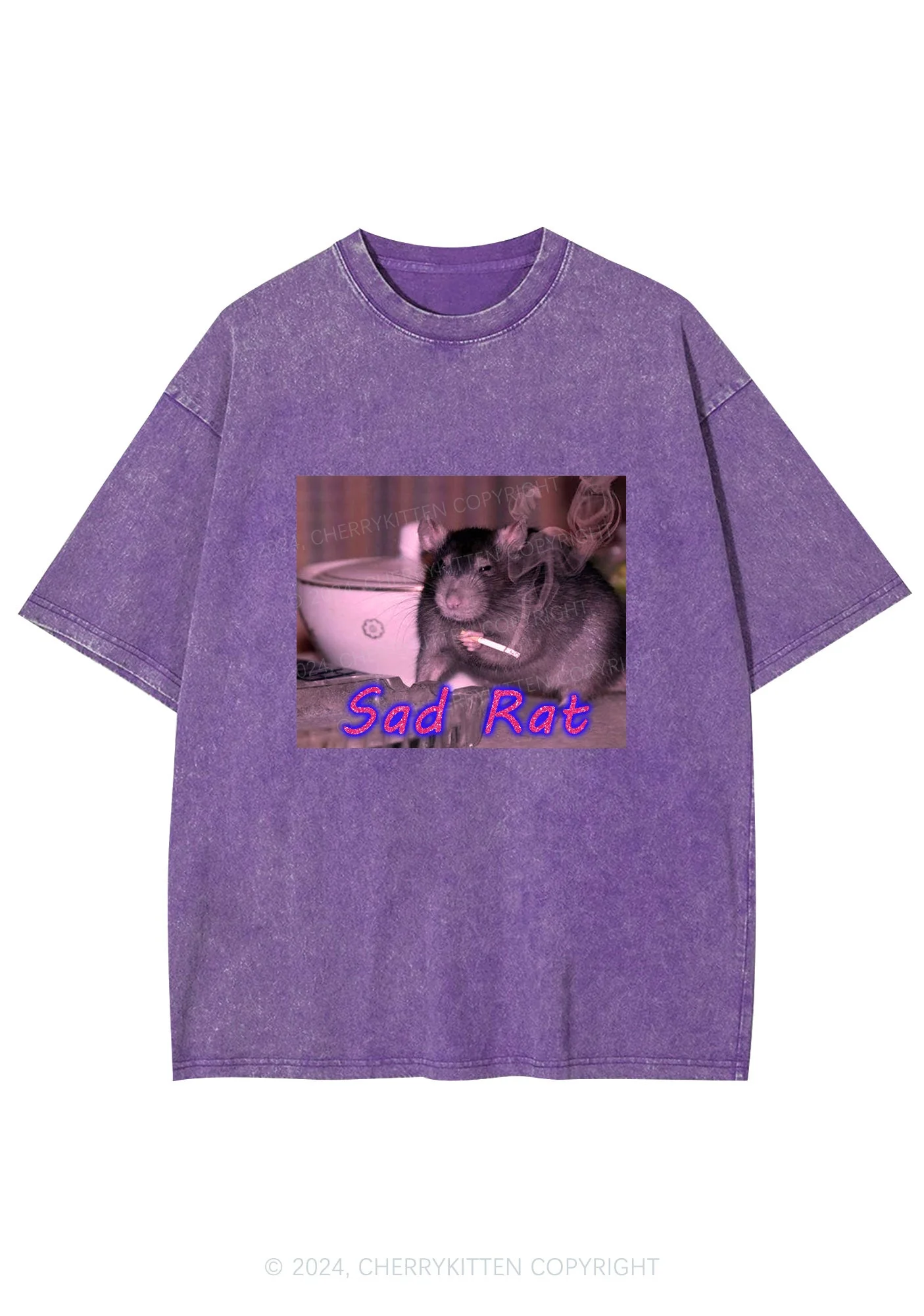 Sad Rat Y2K Washed Tee Cherrykitten - Image 4