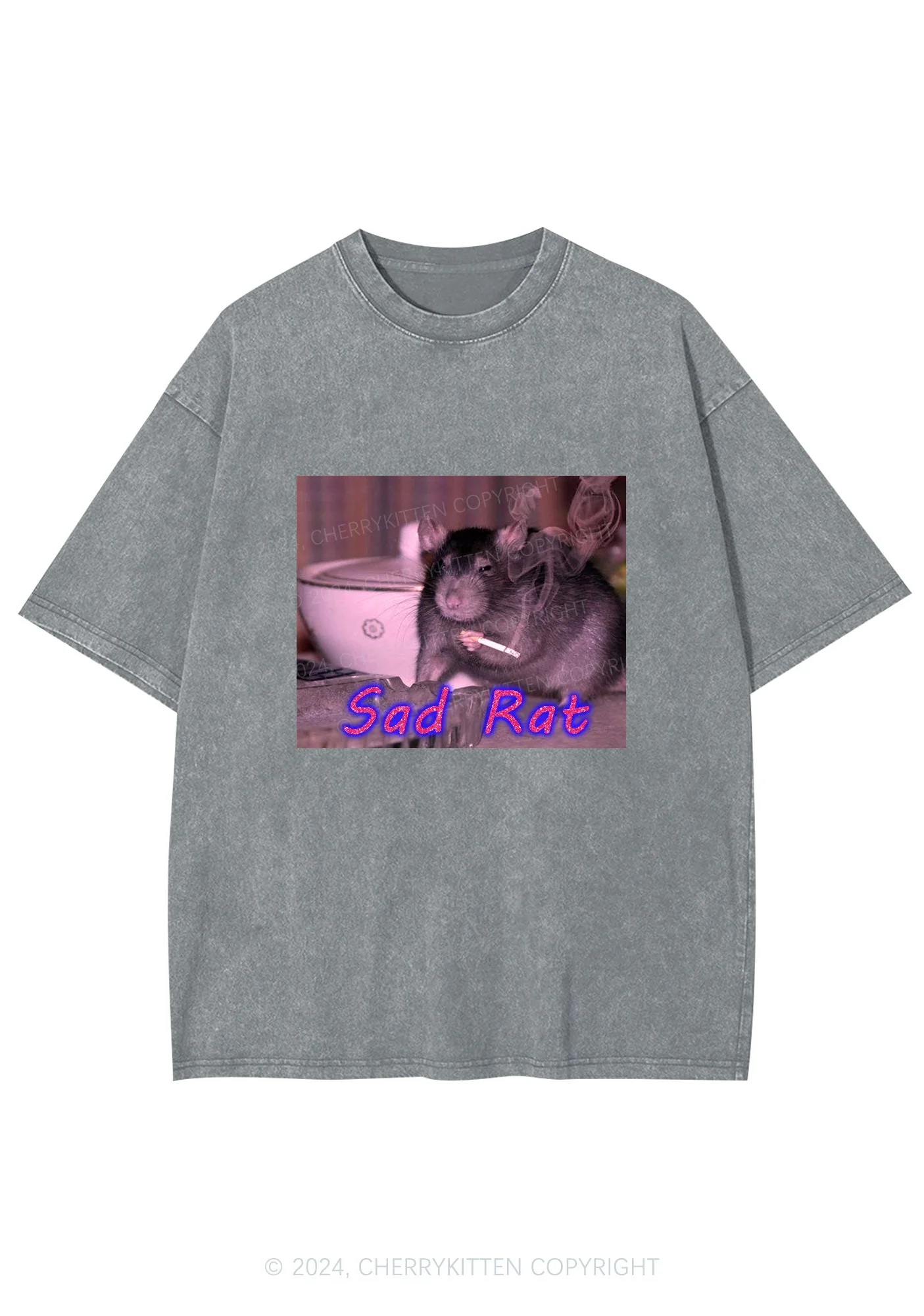 Sad Rat Y2K Washed Tee Cherrykitten - Image 6