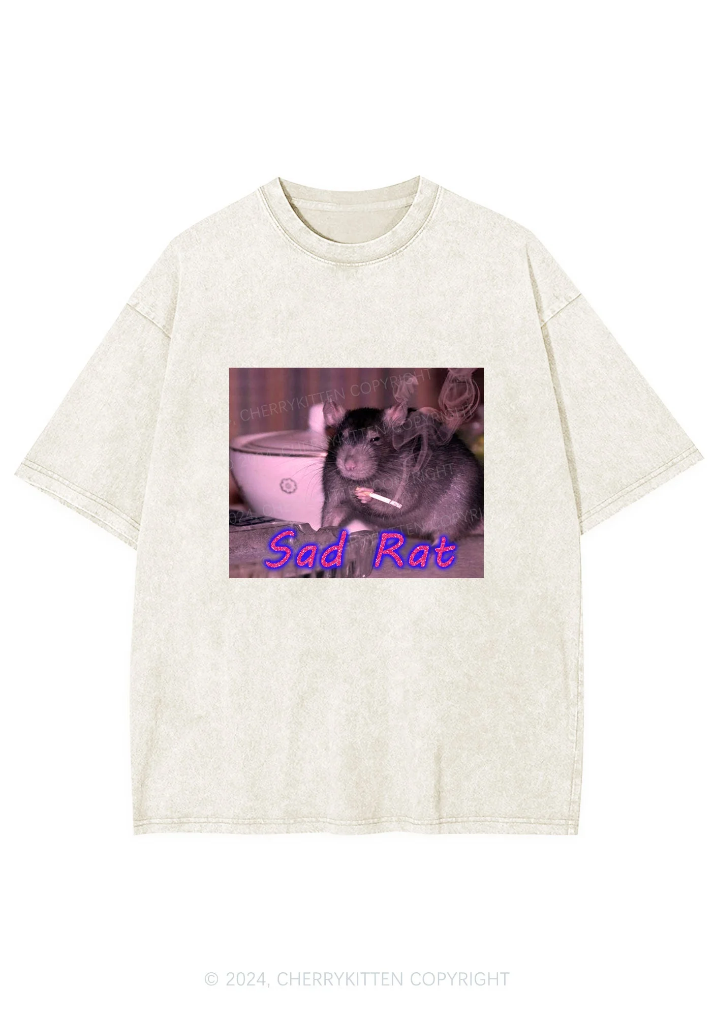 Sad Rat Y2K Washed Tee Cherrykitten - Image 7