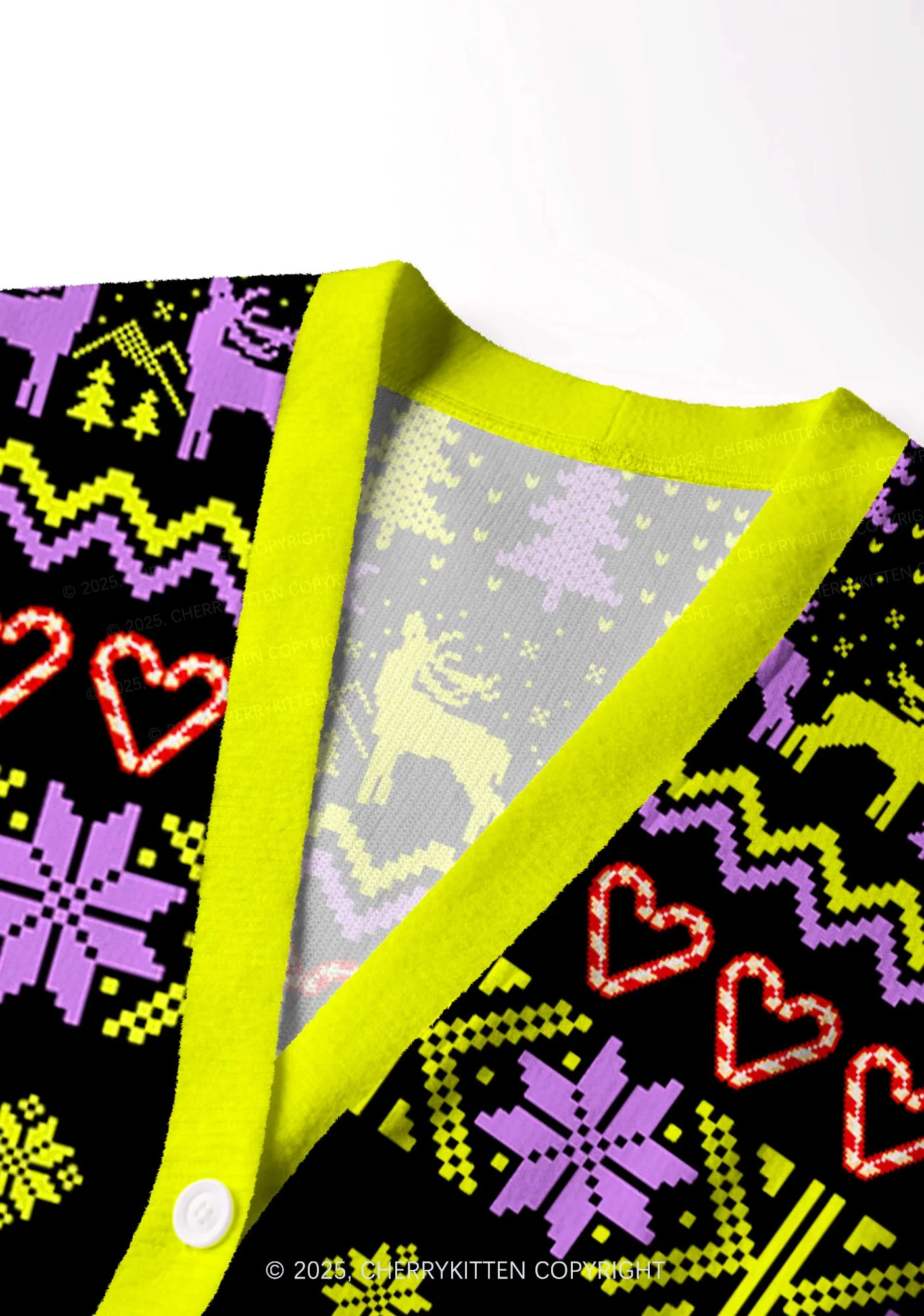 Saddies Five Cats Y2K Christmas Cardigan Knit Sweatshirt Cherrykitten - Image 5