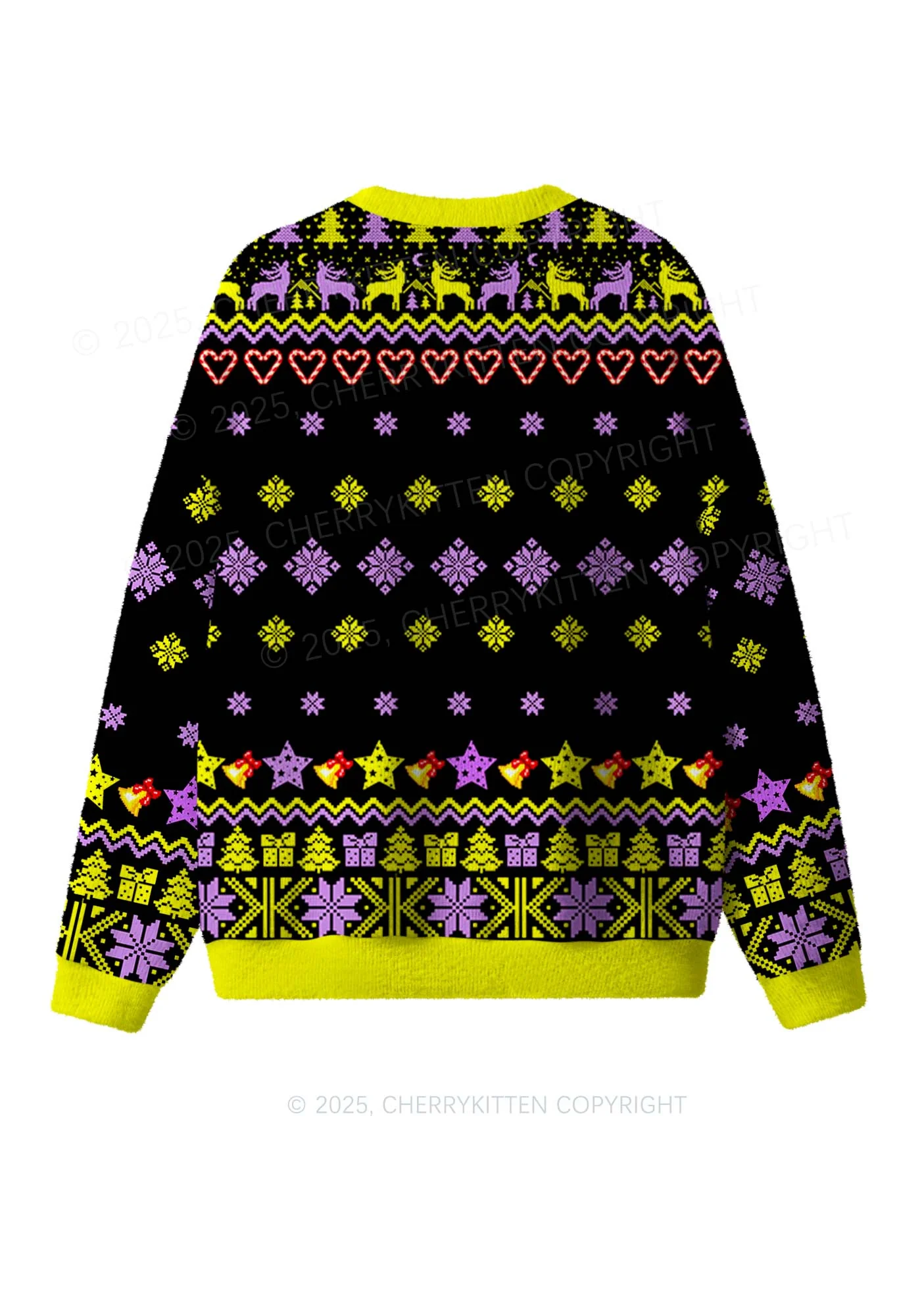 Saddies Five Cats Y2K Christmas Knit Sweatshirt Cherrykitten - Image 2
