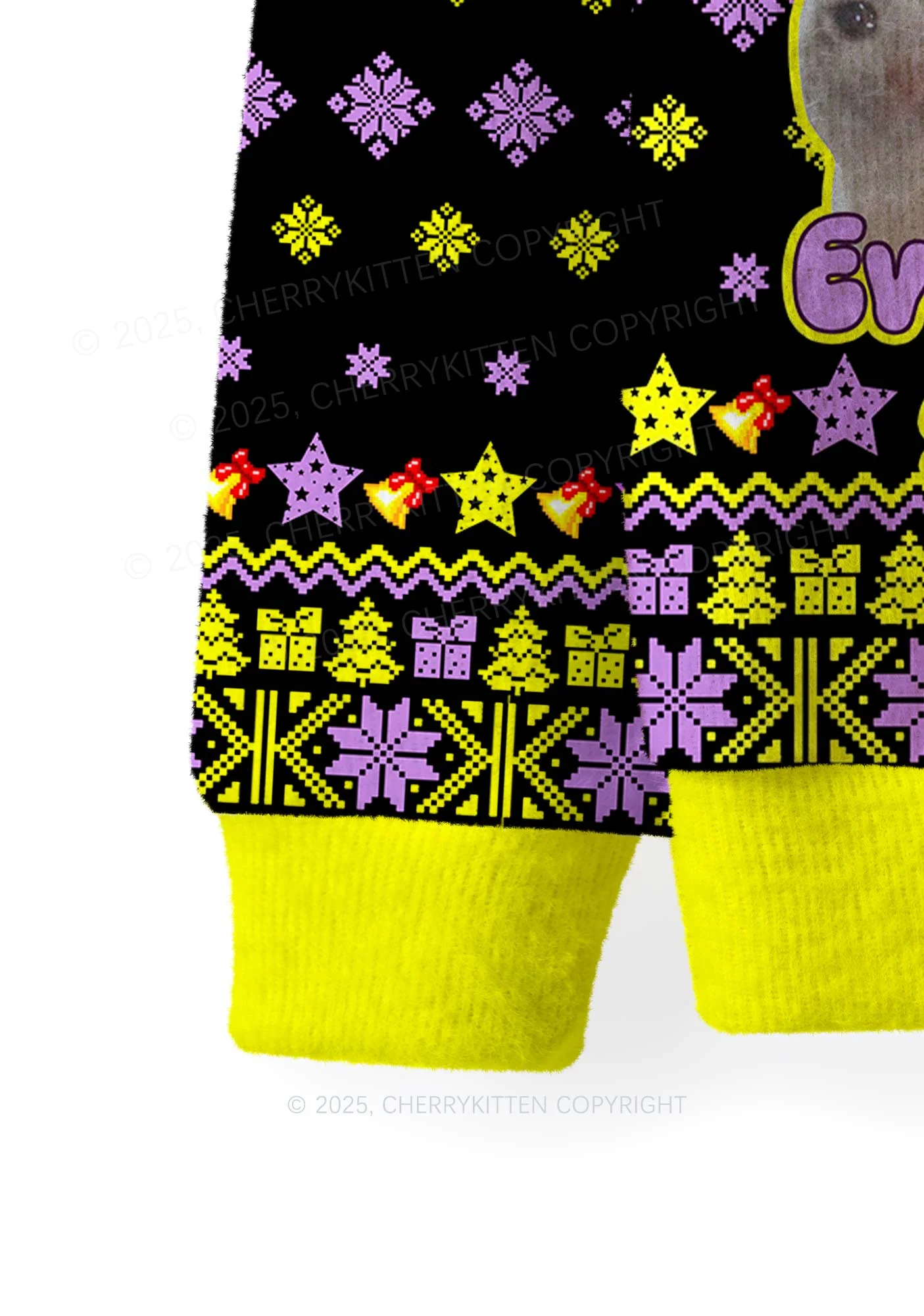 Saddies Five Cats Y2K Christmas Knit Sweatshirt Cherrykitten - Image 4