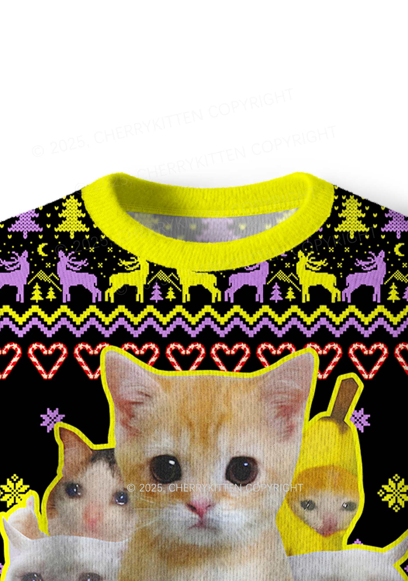 Saddies Five Cats Y2K Christmas Knit Sweatshirt Cherrykitten - Image 5