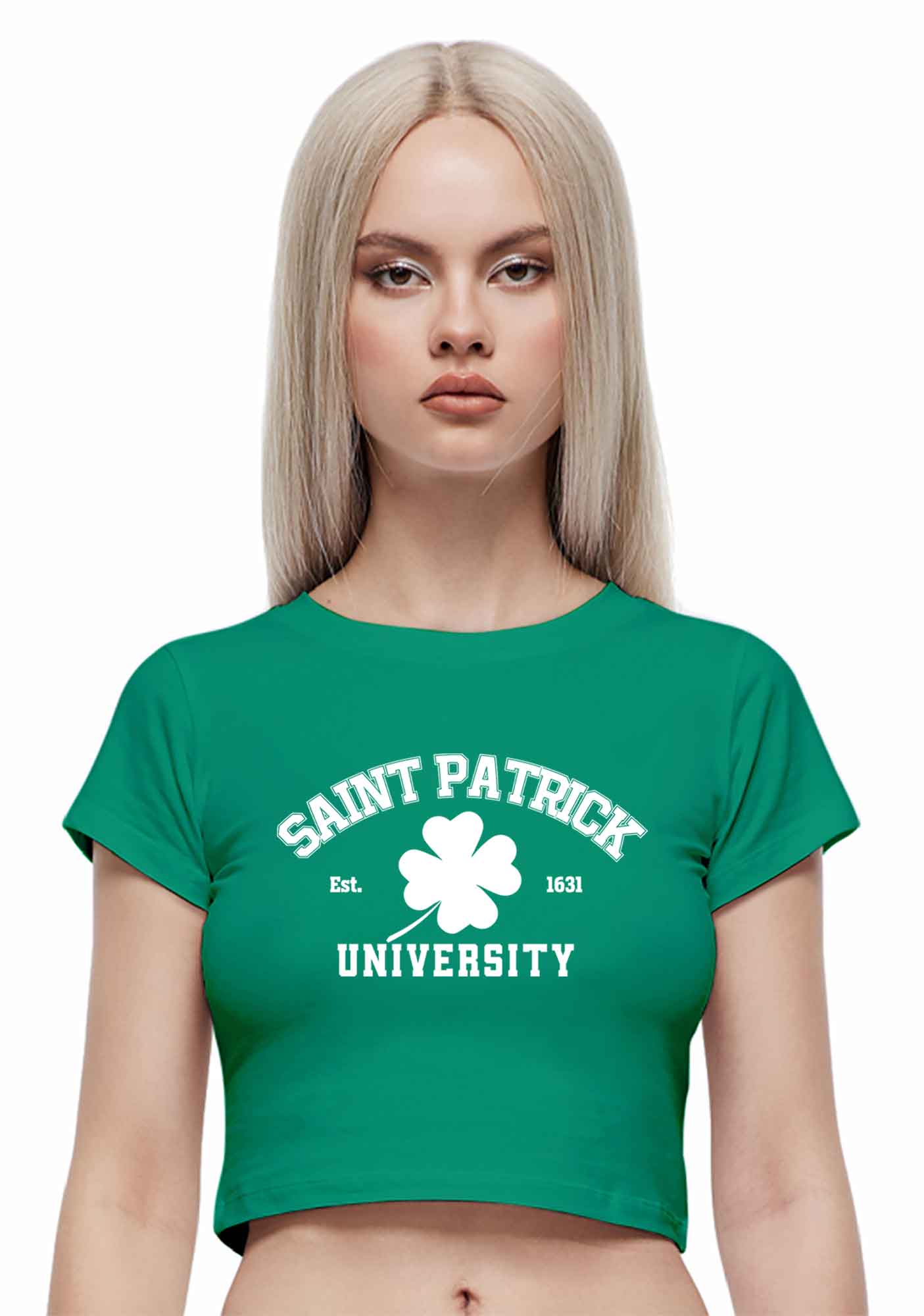 Saint Patrick University Two Sides St Patricks Y2K Baby Tee Cherrykitten - Image 2