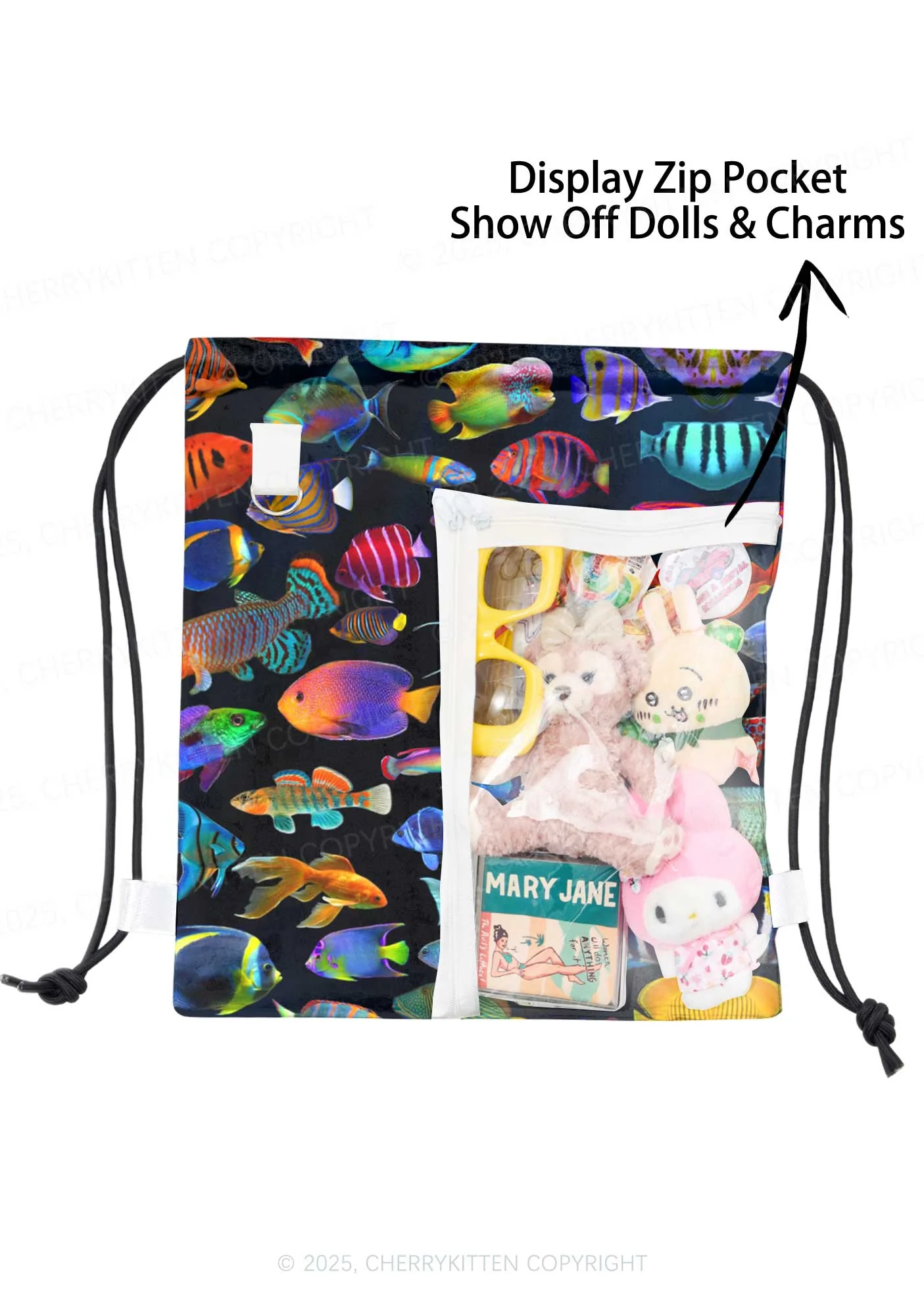 Saltwater Fish Y2K Drawstring Itabag Backpack Cherrykitten - Image 3
