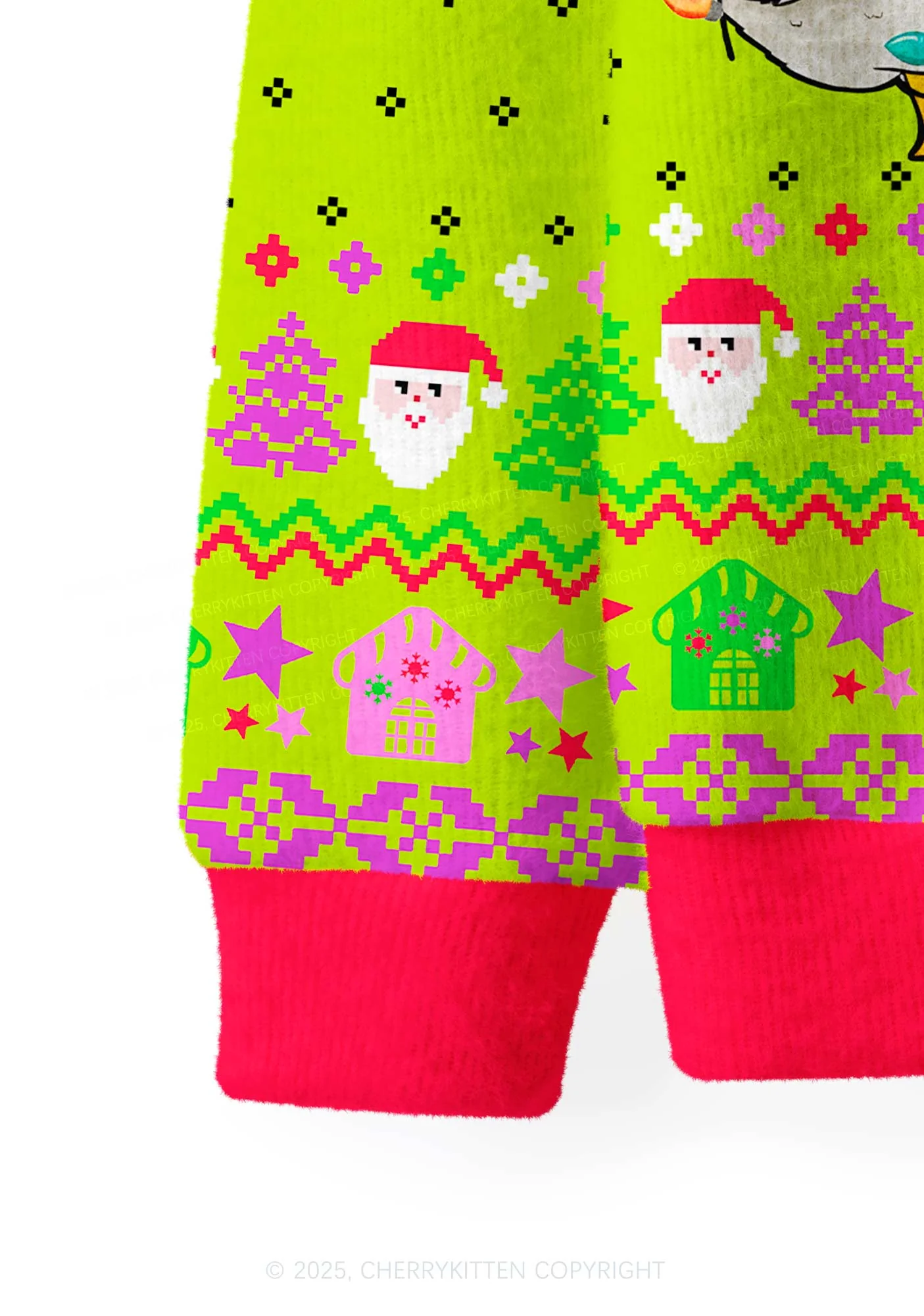 Santa Duck Y2K Christmas Cardigan Knit Sweatshirt Cherrykitten - Image 4