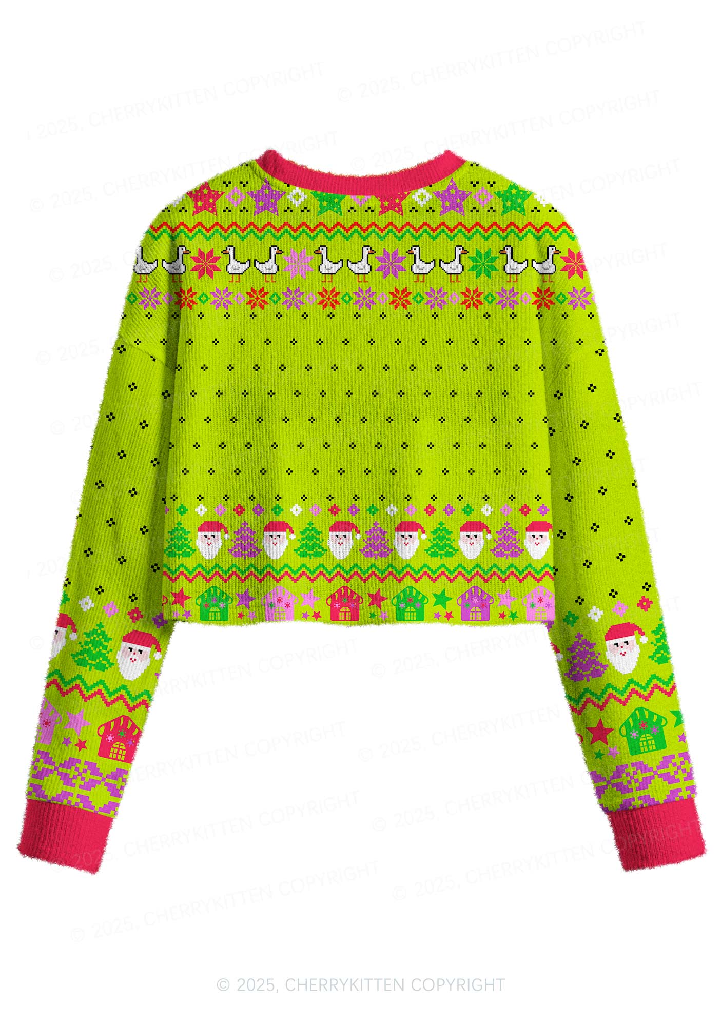 Santa Duck Y2K Christmas Crop Knit Sweatshirt Cherrykitten - Image 2