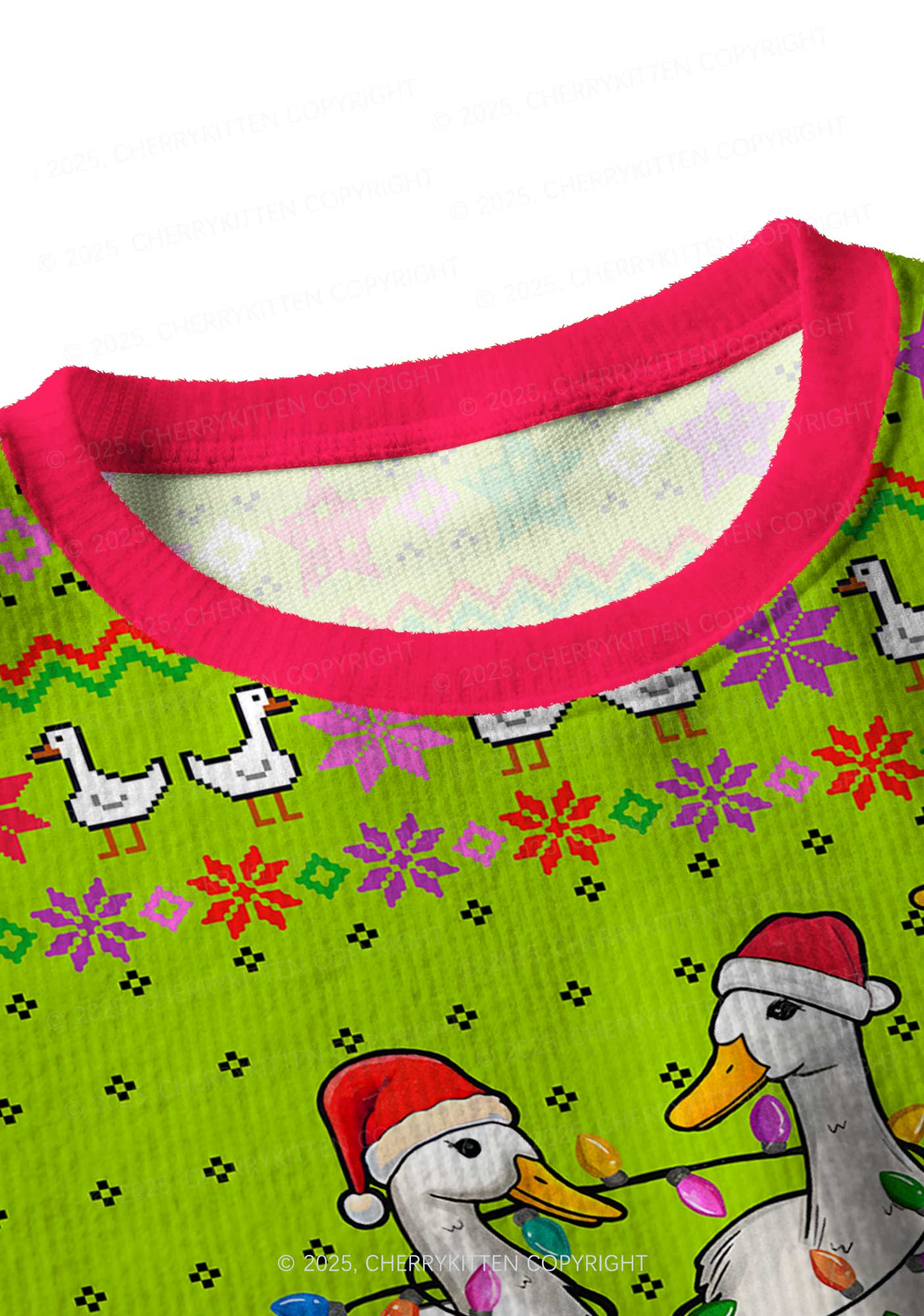 Santa Duck Y2K Christmas Crop Knit Sweatshirt Cherrykitten - Image 4