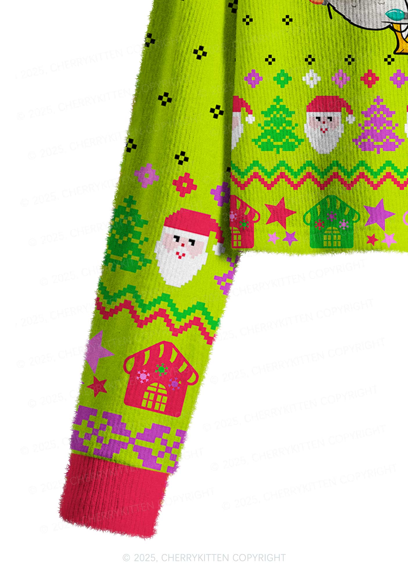 Santa Duck Y2K Christmas Crop Knit Sweatshirt Cherrykitten - Image 5