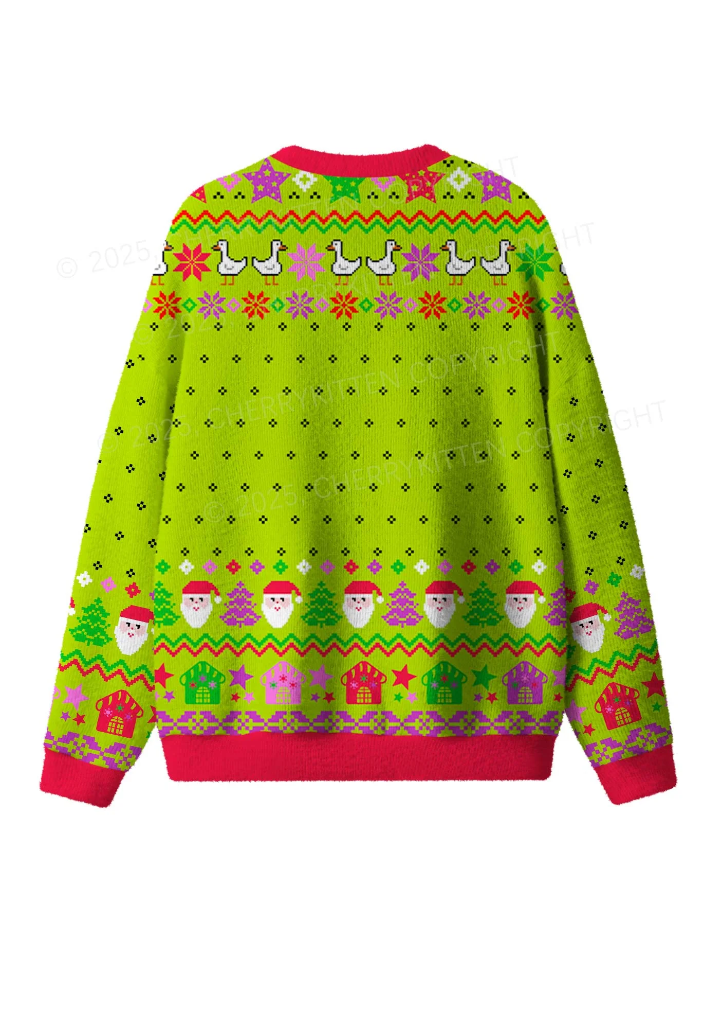 Santa Duck Y2K Christmas Knit Sweatshirt Cherrykitten - Image 2