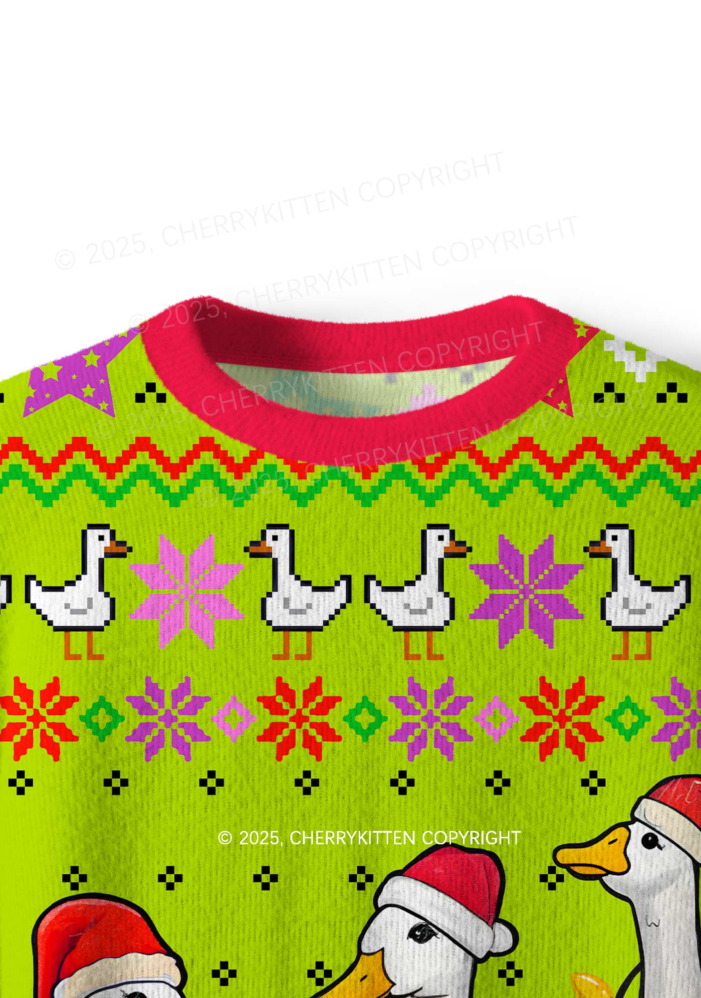 Santa Duck Y2K Christmas Knit Sweatshirt Cherrykitten - Image 4