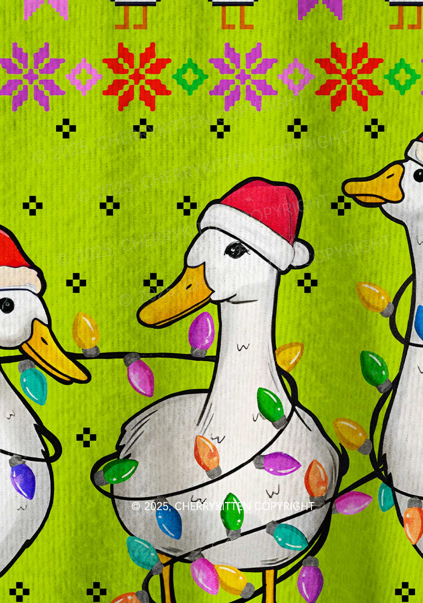 Santa Duck Y2K Christmas Knit Sweatshirt Cherrykitten - Image 5
