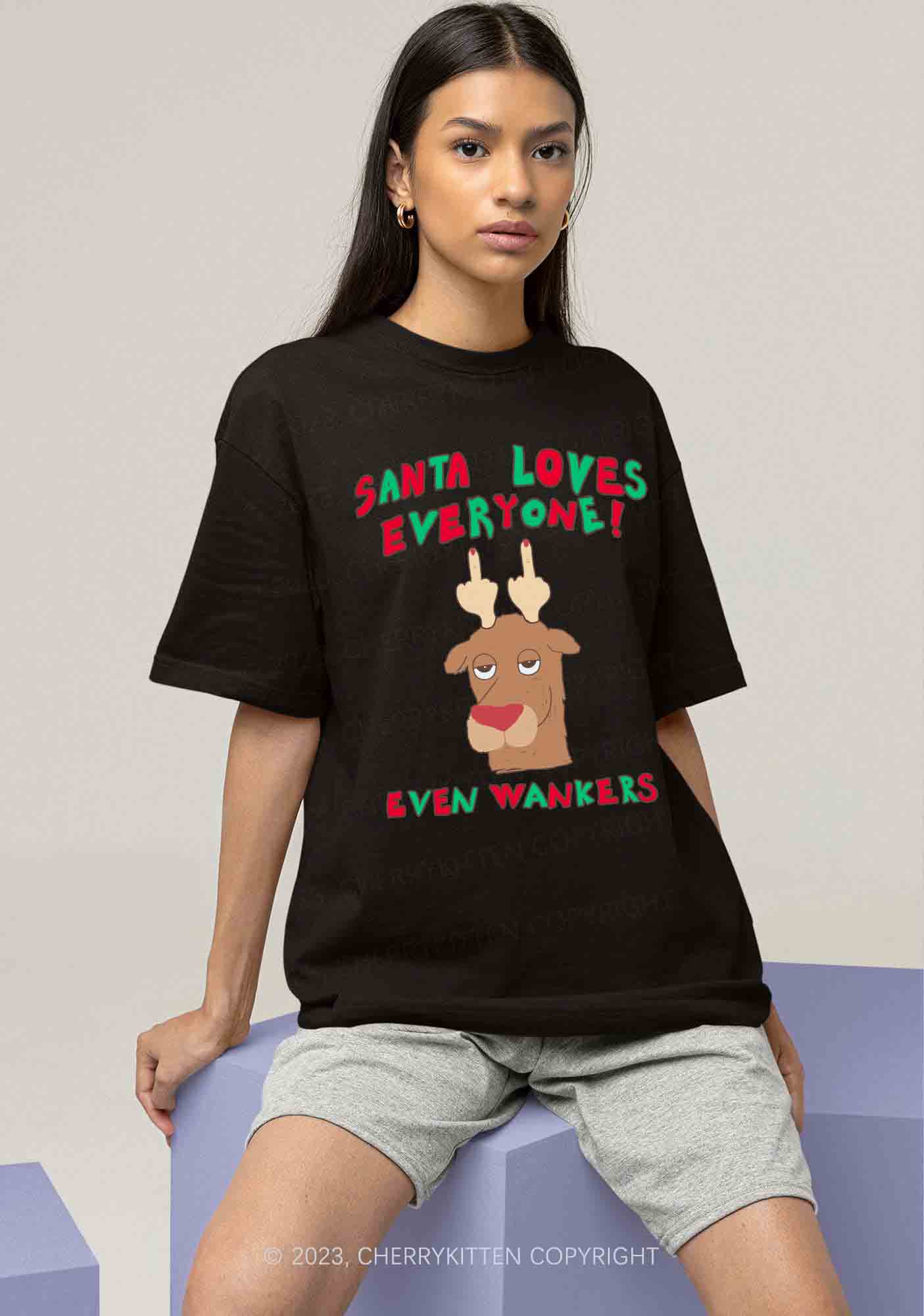 Santa Loves Everyone Christmas Y2K Chunky Shirt Cherrykitten - Image 2