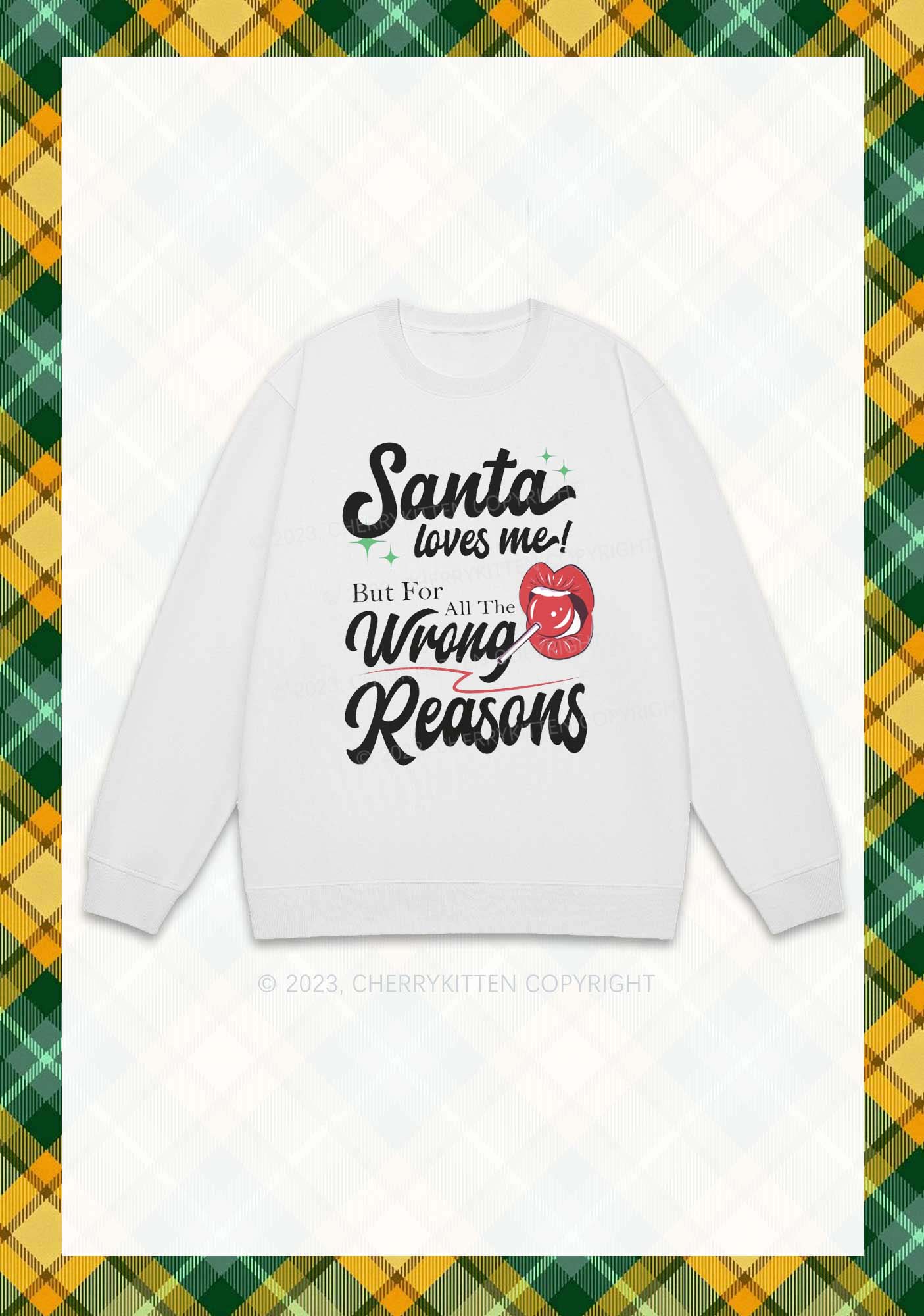 Santa Loves Me Christmas Y2K Sweatshirt Cherrykitten - Image 3