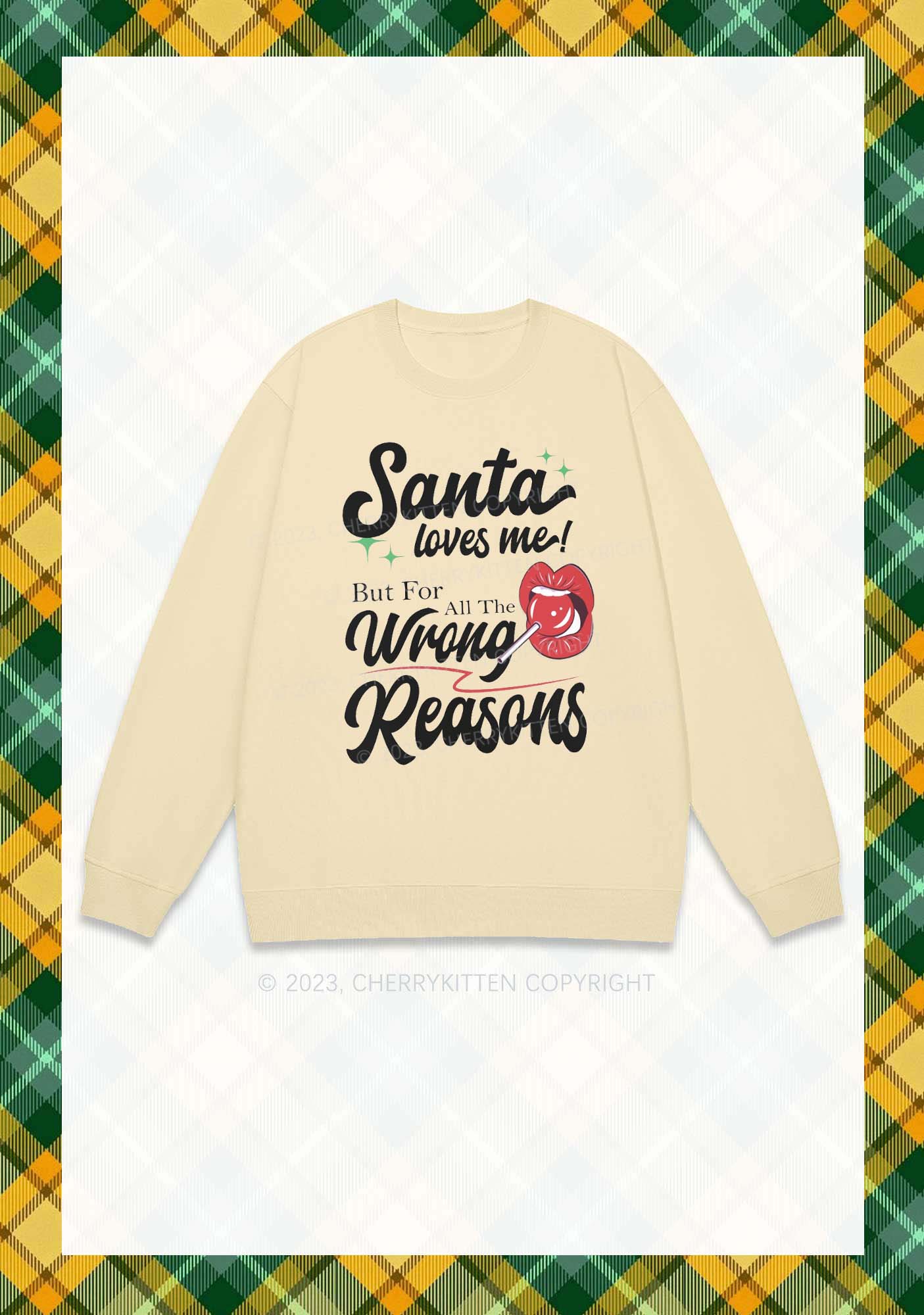 Santa Loves Me Christmas Y2K Sweatshirt Cherrykitten - Image 4