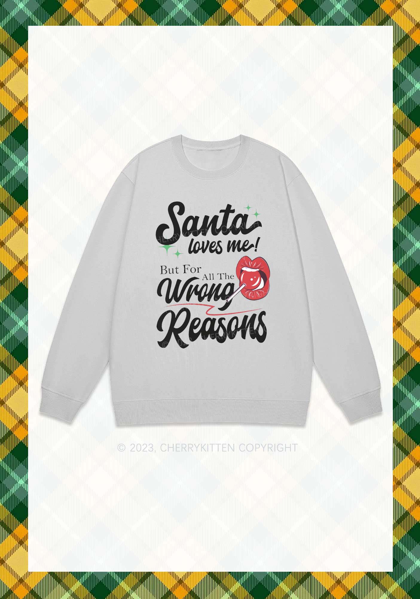 Santa Loves Me Christmas Y2K Sweatshirt Cherrykitten - Image 5