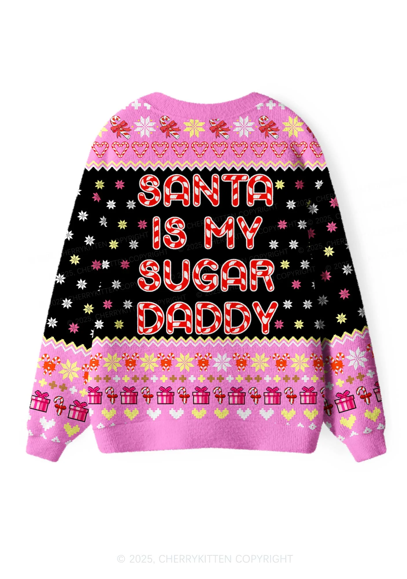 Santa My Sugar Daddy Y2K Christmas Cardigan Knit Sweatshirt Cherrykitten - Image 2