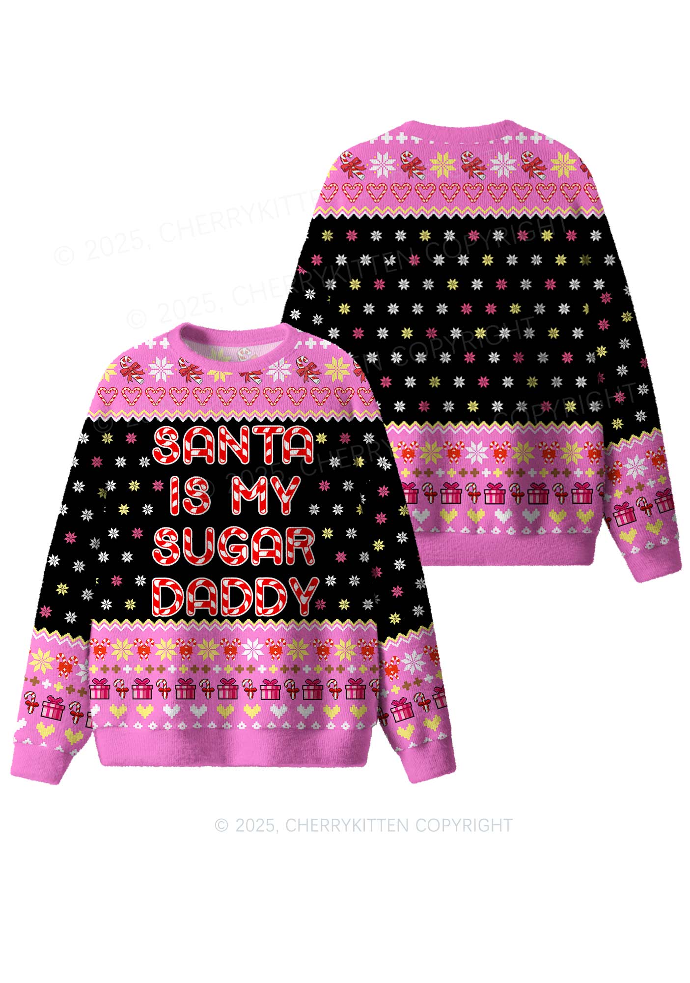 Santa My Sugar Daddy Y2K Christmas Knit Sweatshirt Cherrykitten - Image 3