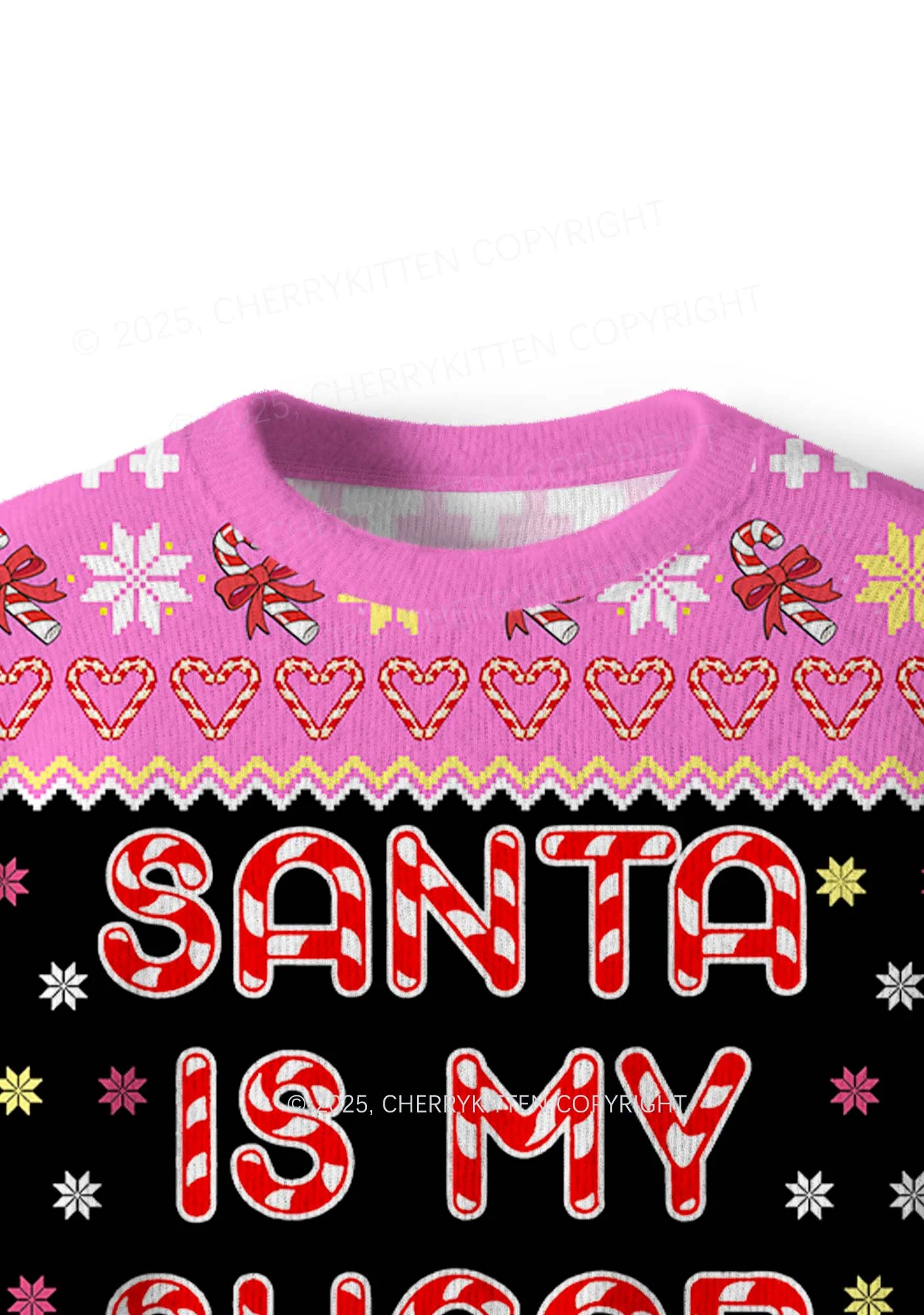 Santa My Sugar Daddy Y2K Christmas Knit Sweatshirt Cherrykitten - Image 5