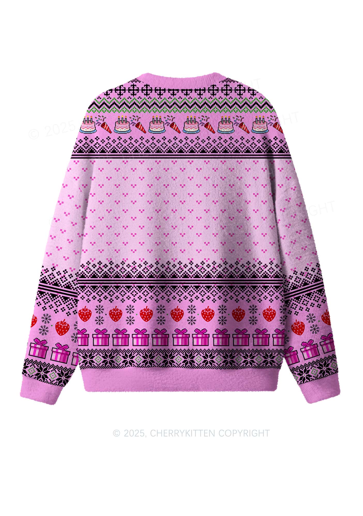Santa Raccoons Y2K Christmas Knit Sweatshirt Cherrykitten - Image 2
