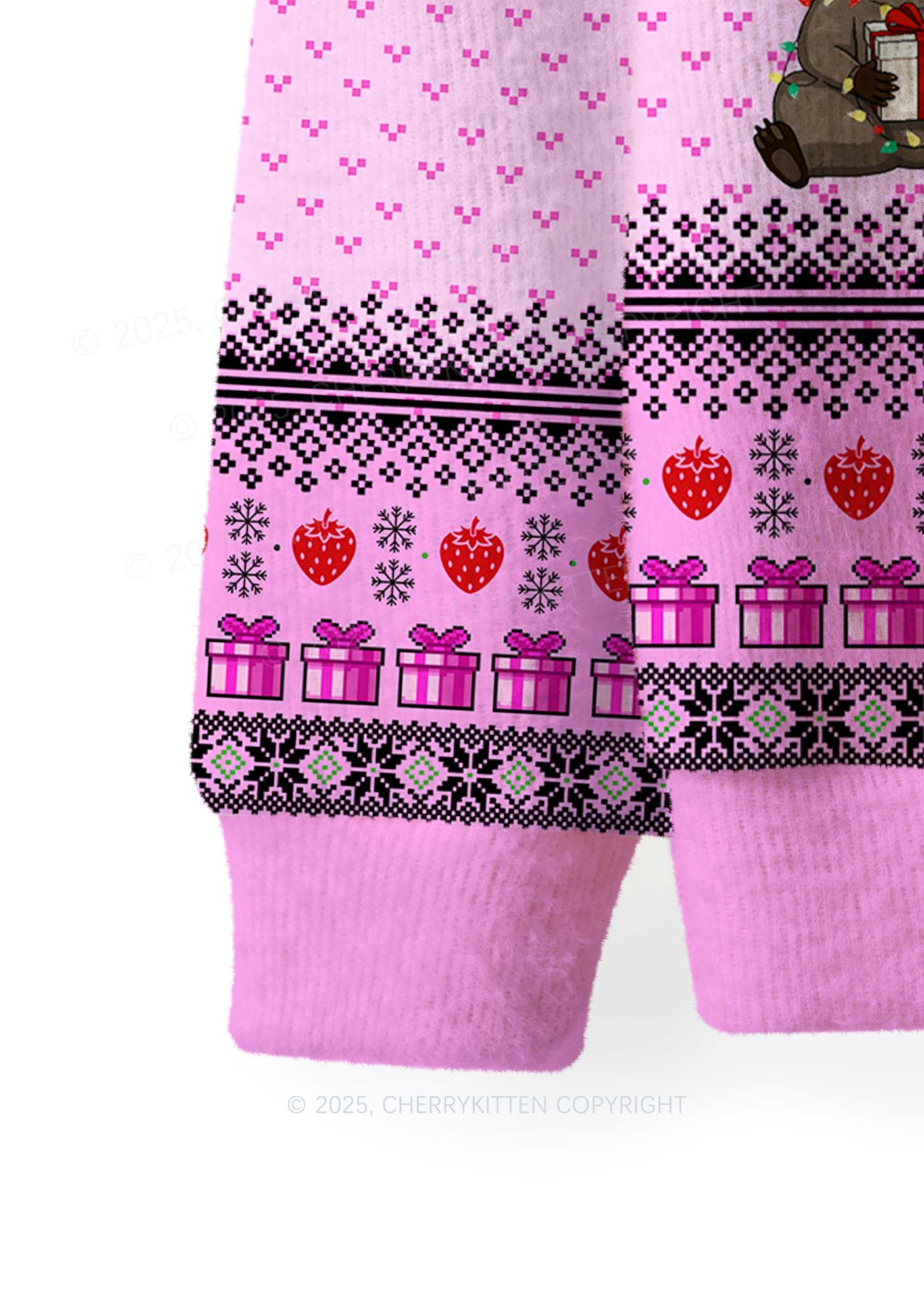 Santa Raccoons Y2K Christmas Knit Sweatshirt Cherrykitten - Image 4
