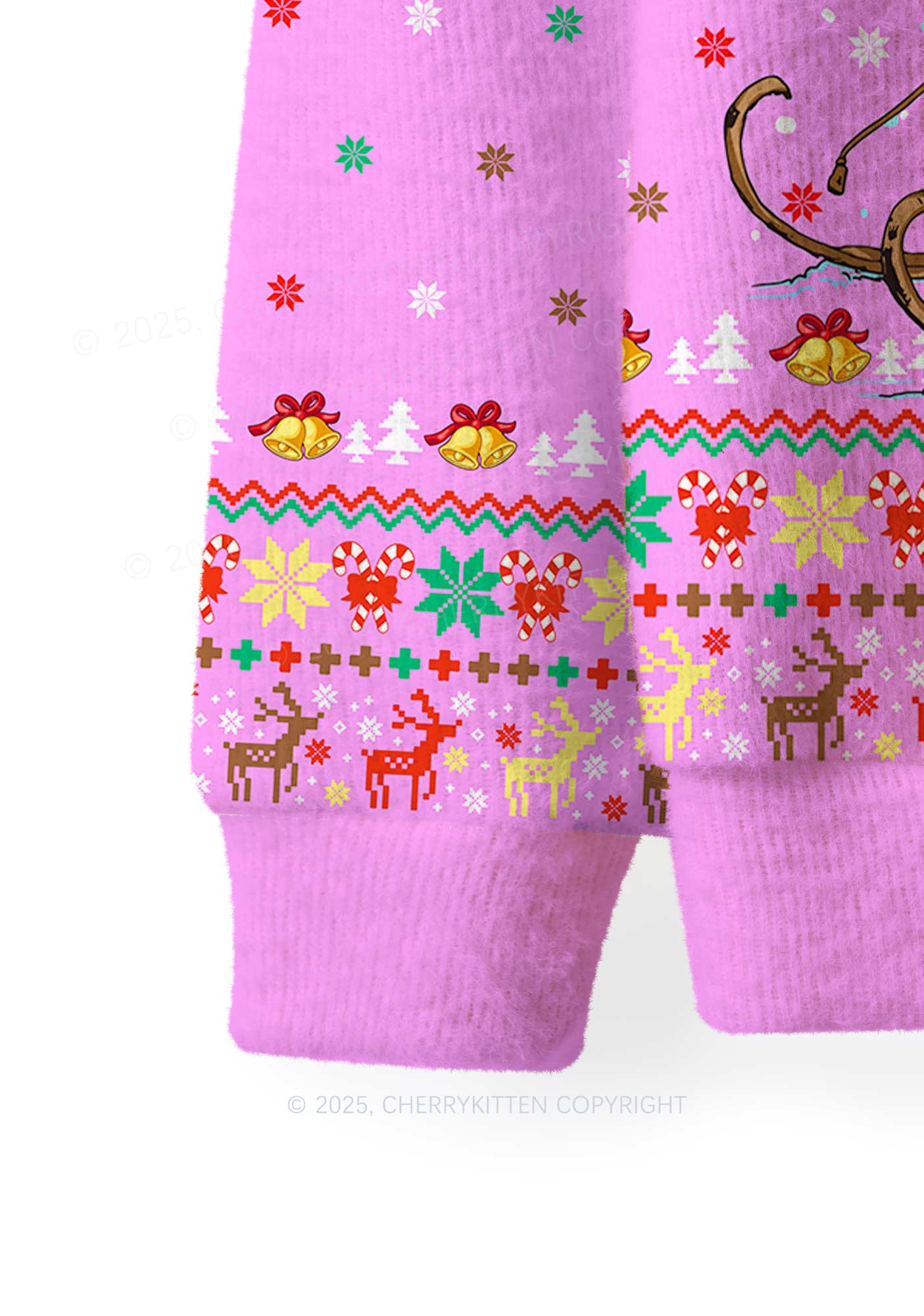 Santa Rat Sledder Y2K Christmas Knit Sweatshirt Cherrykitten - Image 4
