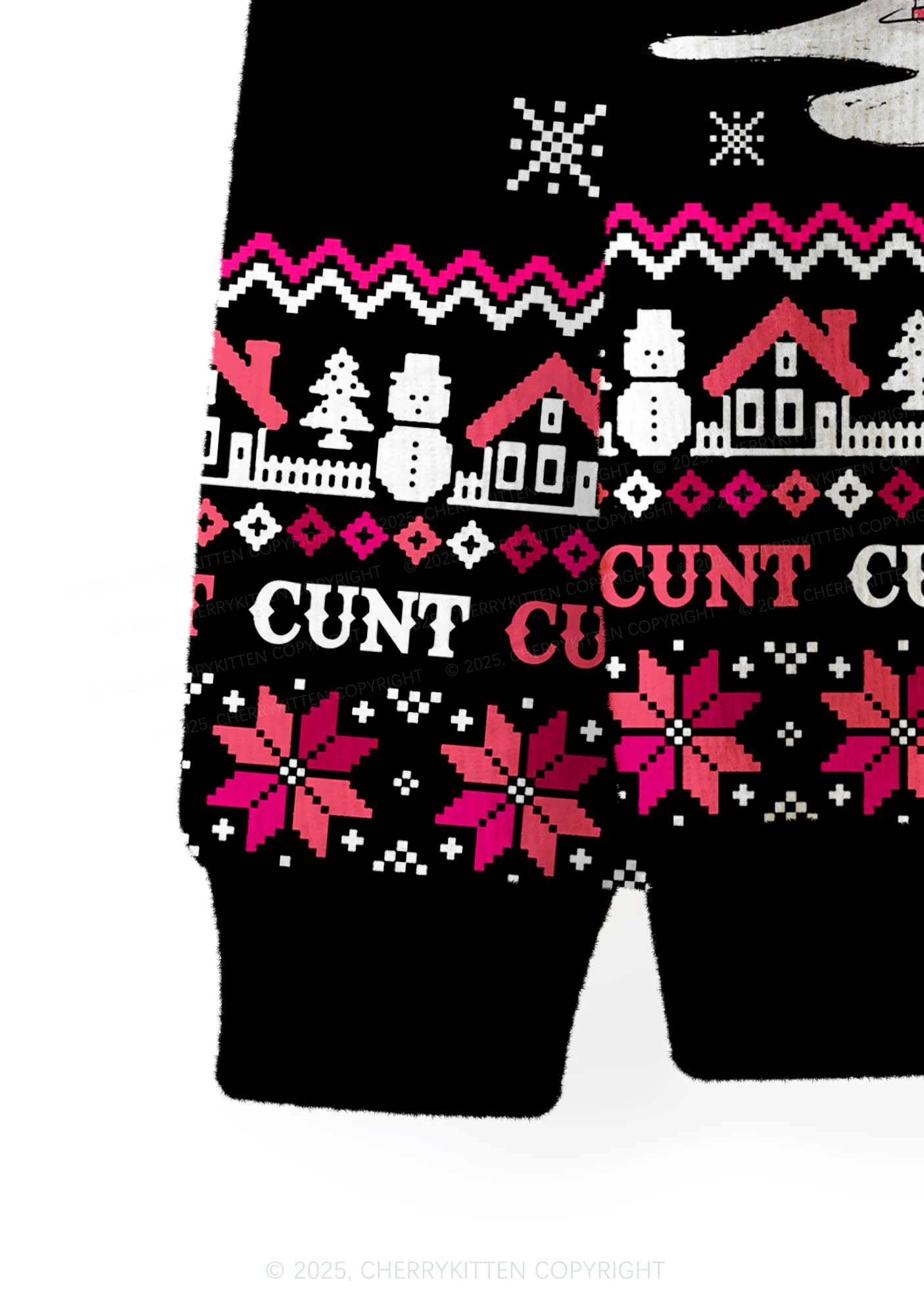 Santa Thinks Youre A Cxxt Y2K Christmas Cardigan Knit Sweatshirt Cherrykitten - Image 4