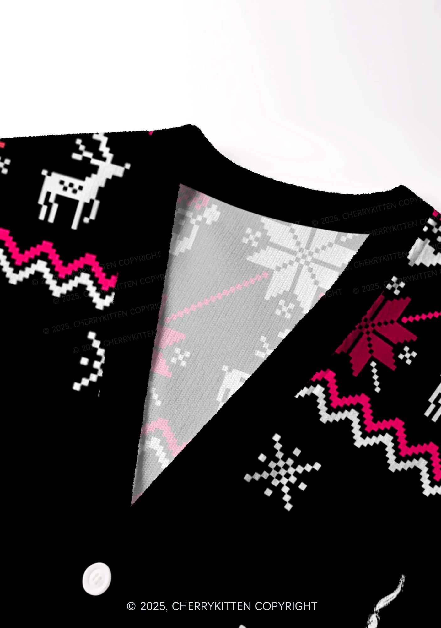 Santa Thinks Youre A Cxxt Y2K Christmas Cardigan Knit Sweatshirt Cherrykitten - Image 5