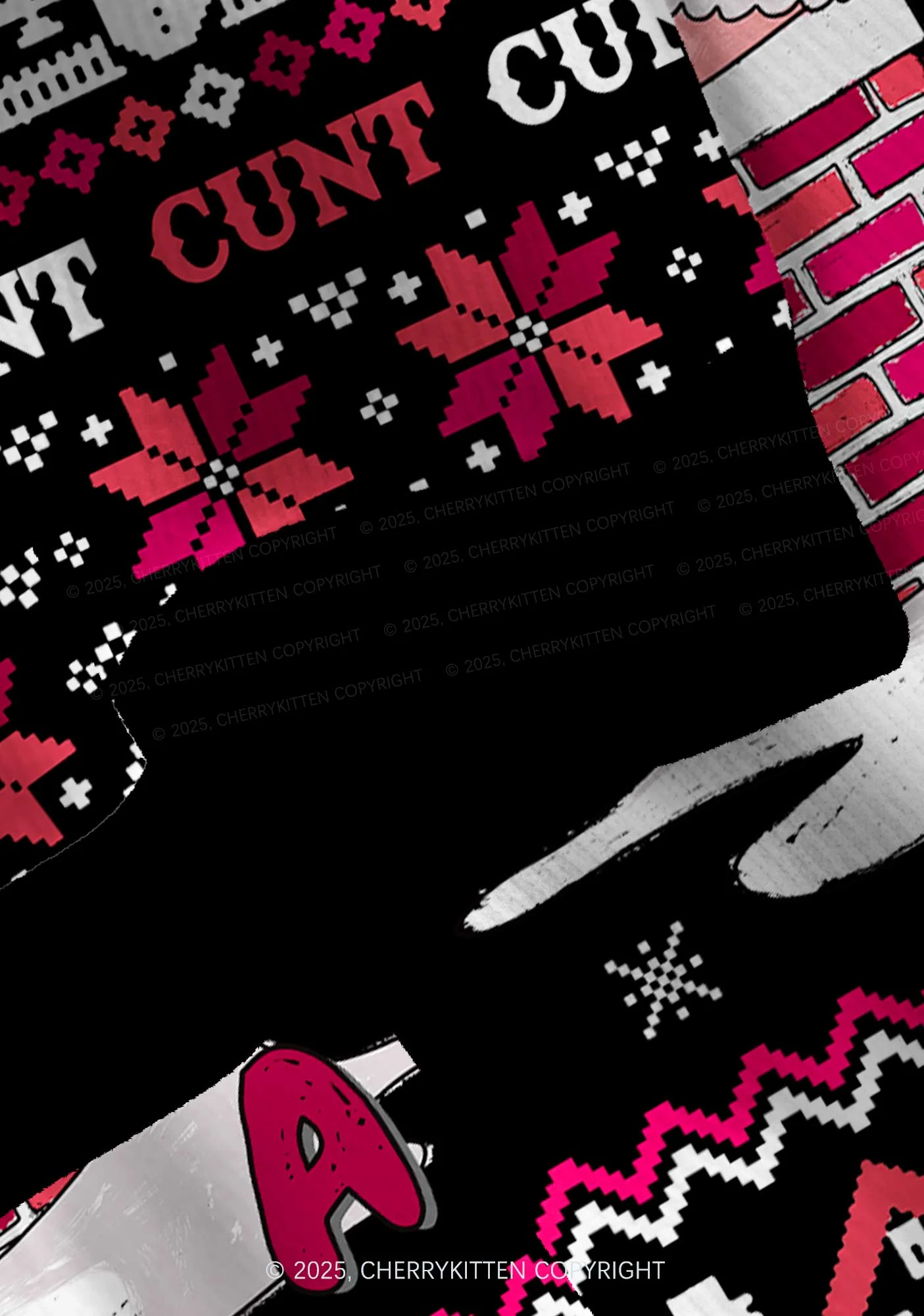 Santa Thinks Youre A Cxxt Y2K Christmas Cardigan Knit Sweatshirt Cherrykitten - Image 6