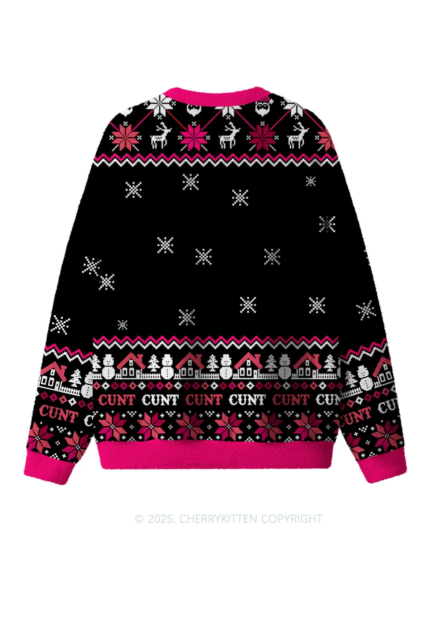 Santa Thinks Youre A Cxxt Y2K Christmas Knit Sweatshirt Cherrykitten - Image 2