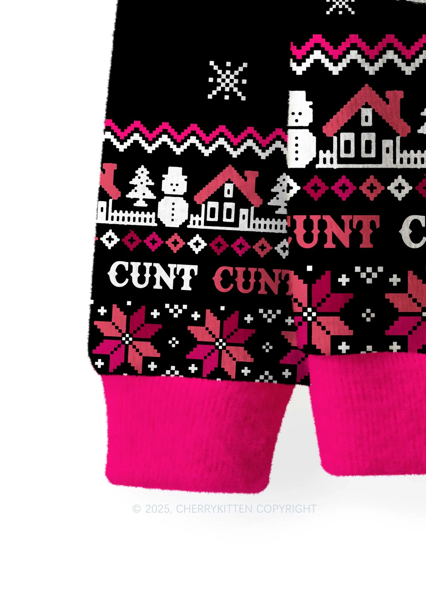Santa Thinks Youre A Cxxt Y2K Christmas Knit Sweatshirt Cherrykitten - Image 3